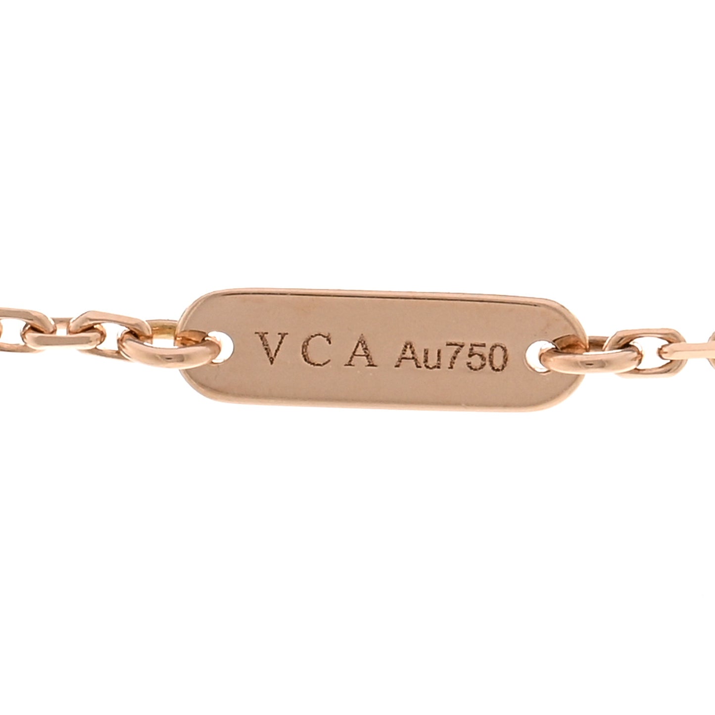 18K Rose Gold Diamond Pink Porcelain Vintage Alhambra Pendant Necklace