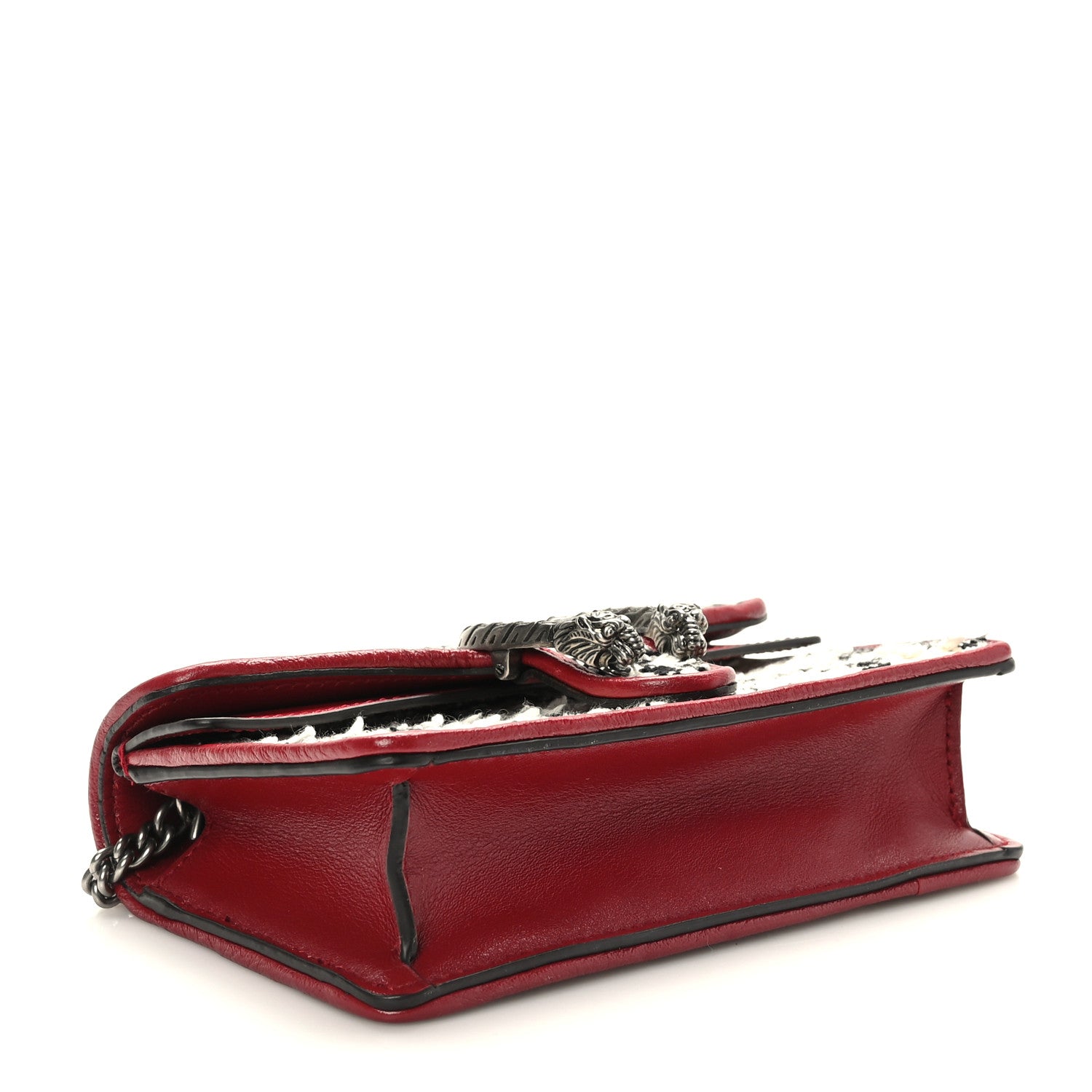 Gucci Tweed GG Monogram Super Mini Dionysus Shoulder Bag White Black Romantic Cherry 4 of 8
