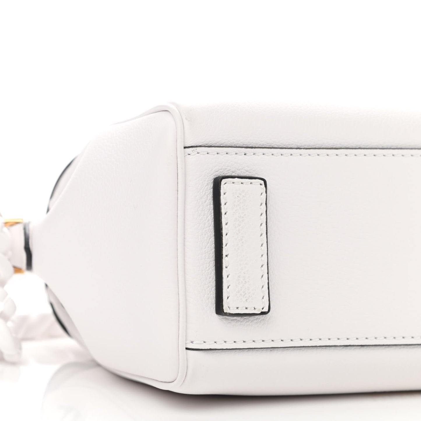 Grained Calfskin Small La Medusa Top Handle Bag White