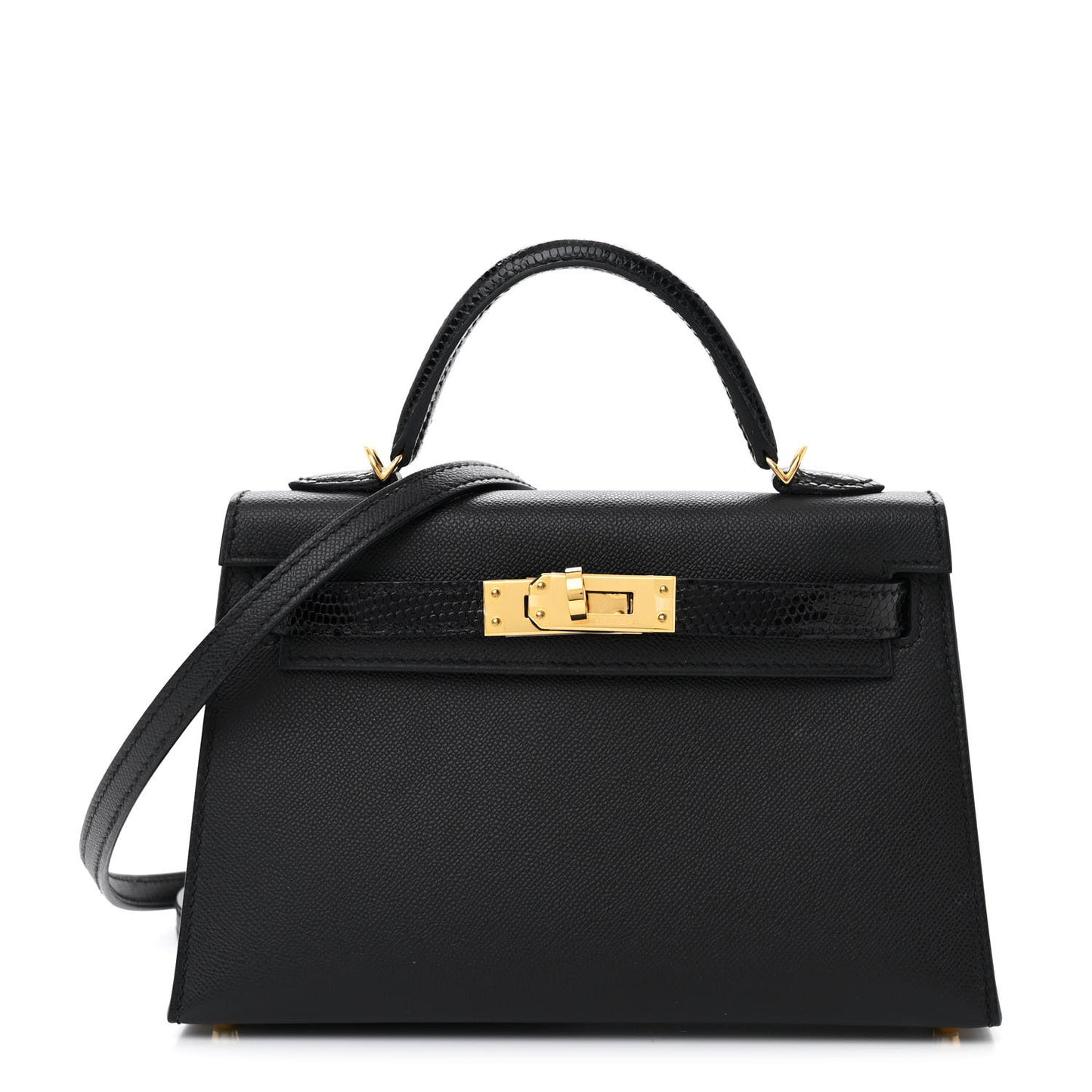 Madame Calfskin Lizard Mini Kelly Sellier Touch 20 Black