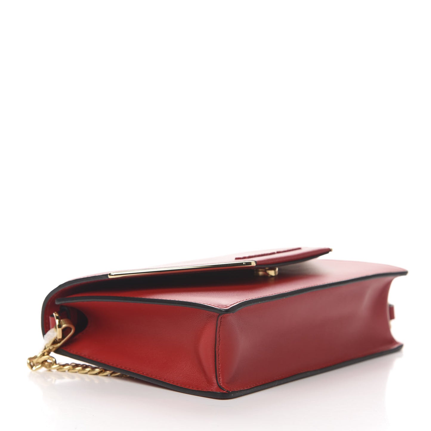 Saffiano Monochrome Chain Flap Fuoco