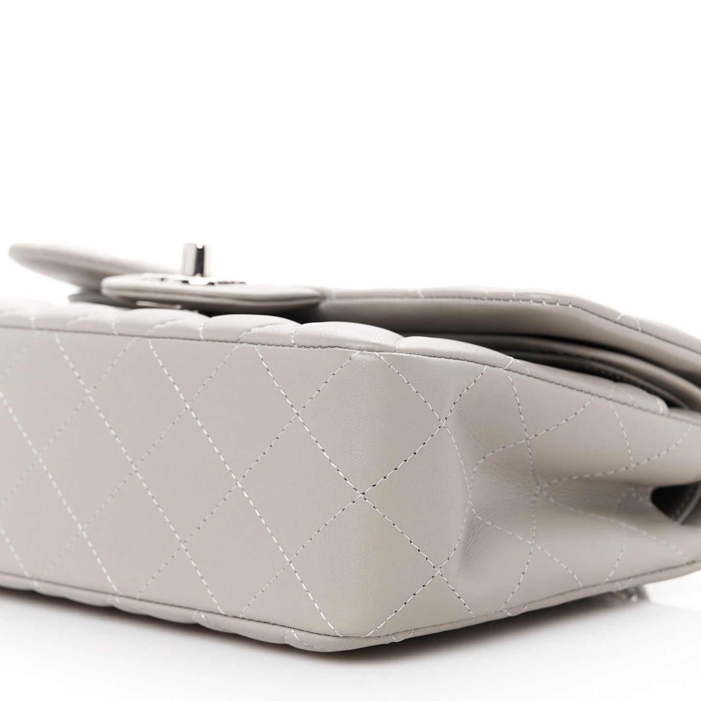 Lambskin Quilted Small Double Flap Grey