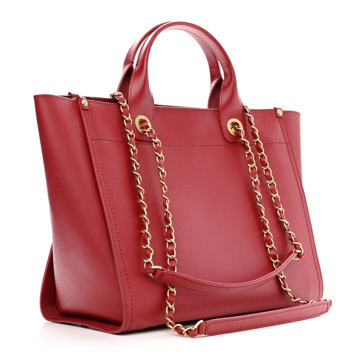Caviar Small Studded Deauville Tote Red