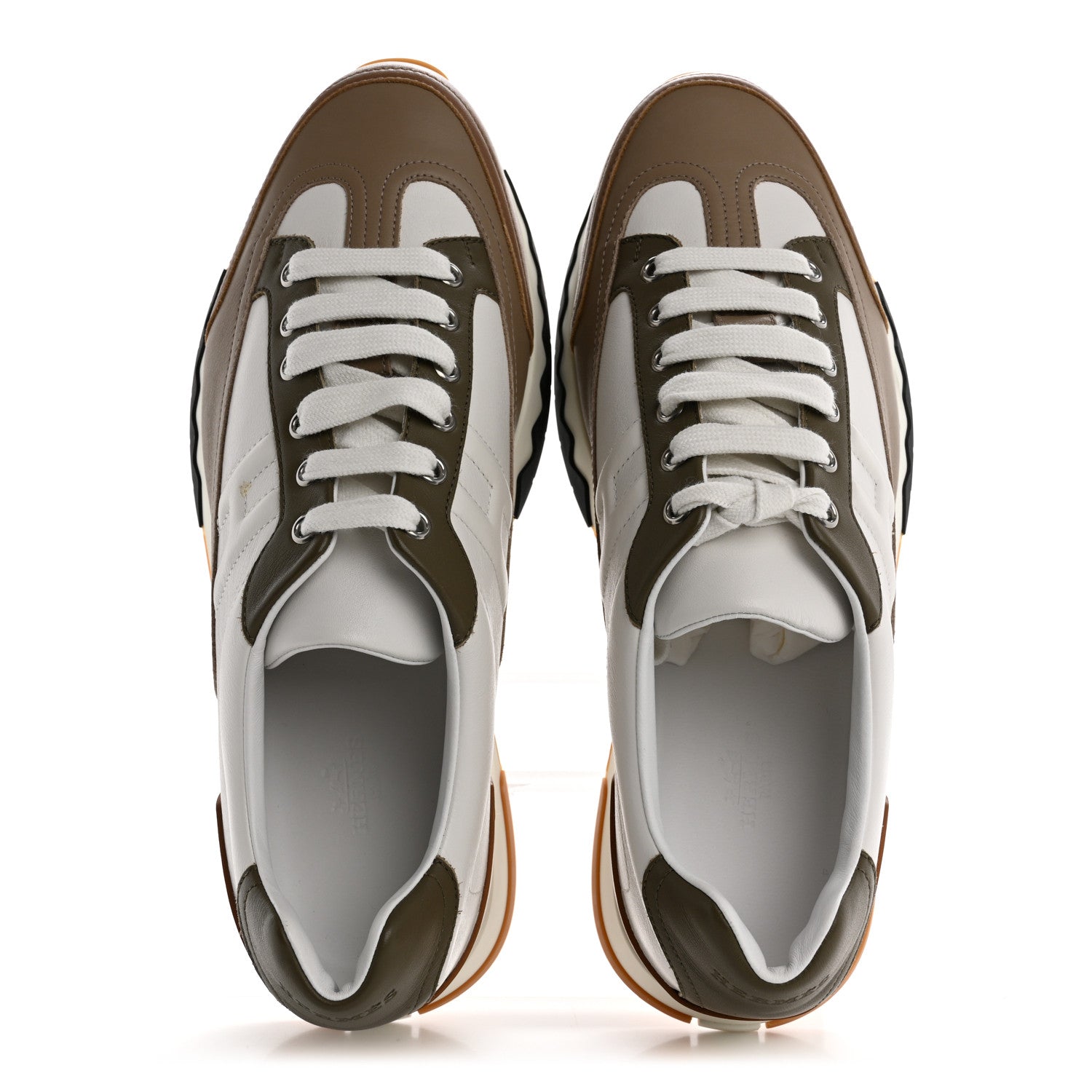 Hermes Calfskin Suede Mens Trail Sneakers 42 Beige Glaise Multicolor 2 of 12