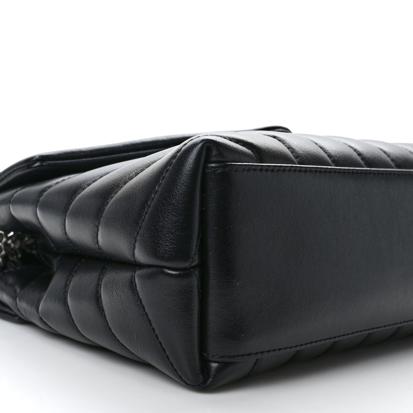 Calfskin Y Quilted Monogram Small Loulou Chain Satchel Black