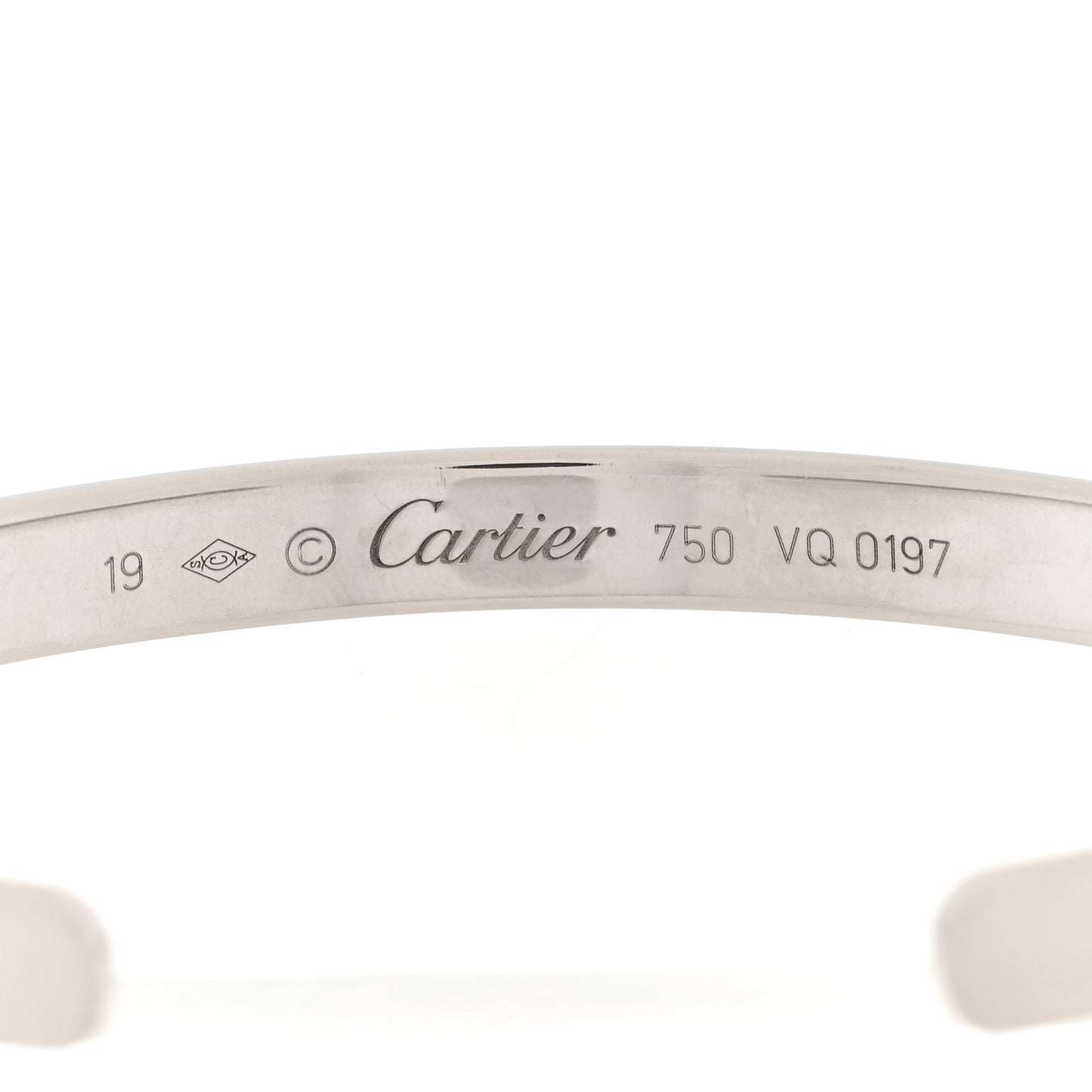 18K White Gold LOVE Cuff Bracelet 19