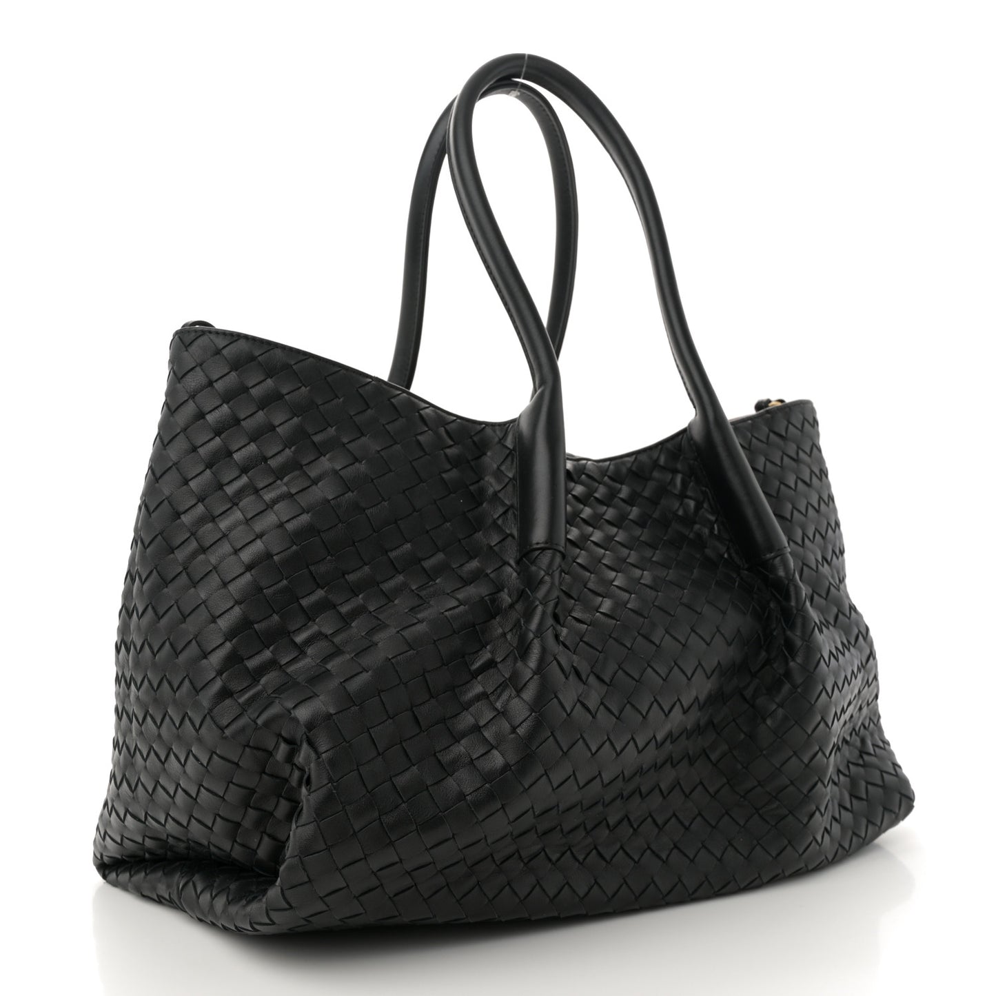 Calfskin Intrecciato Pinacoteca Reversible Tote Black Fondant