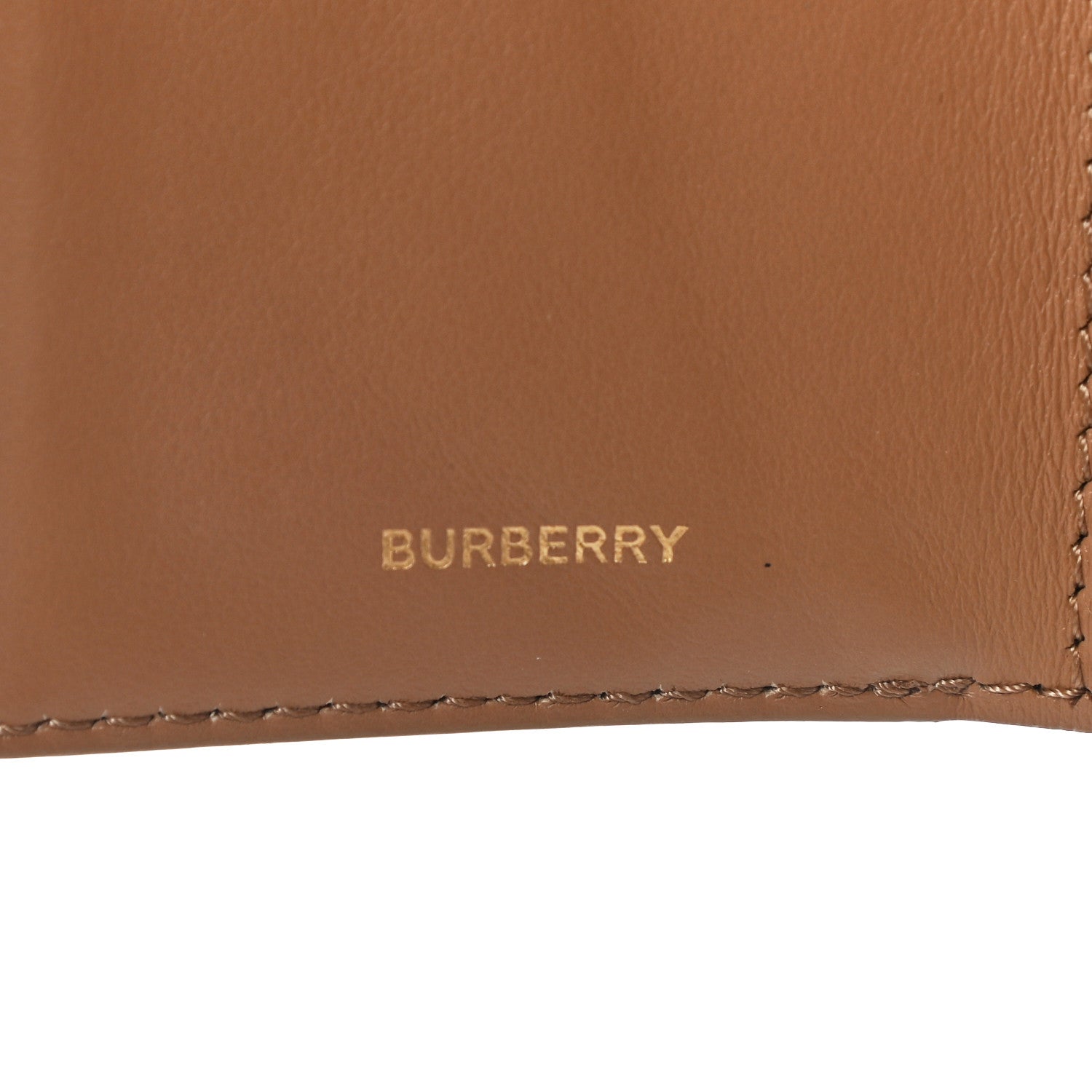 Burberry Grained Calfskin Monogram Double Flap Lark Wallet Beige 7 of 12