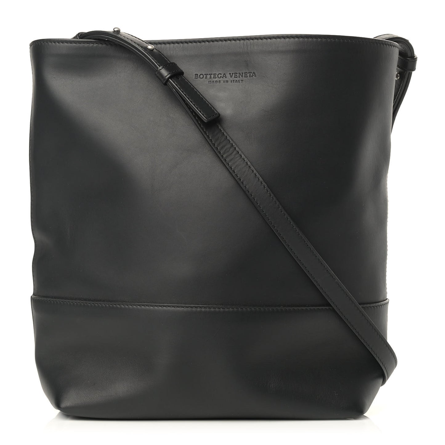 Smooth Matte Calfskin Bucket Bag Black