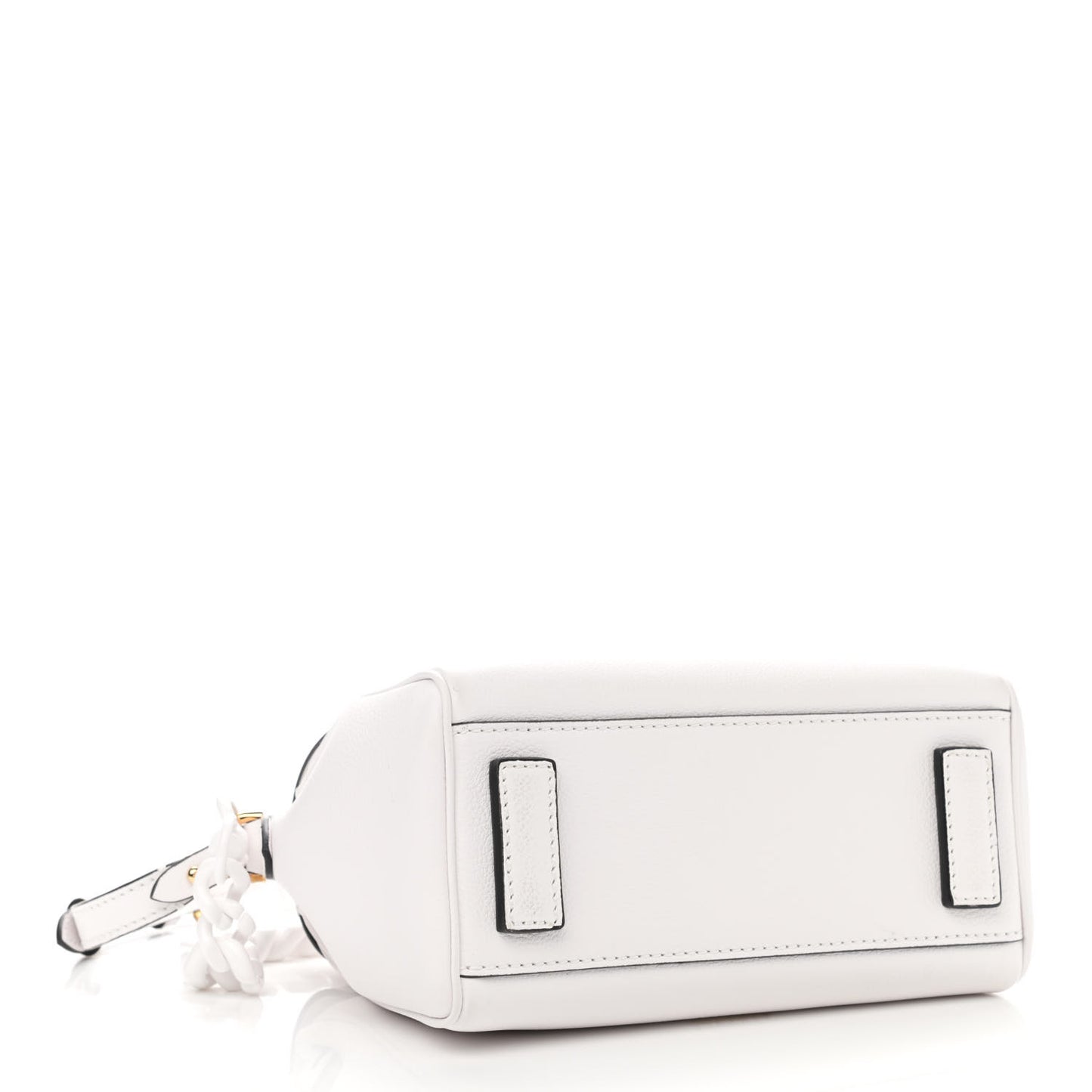 Grained Calfskin Small La Medusa Top Handle Bag White