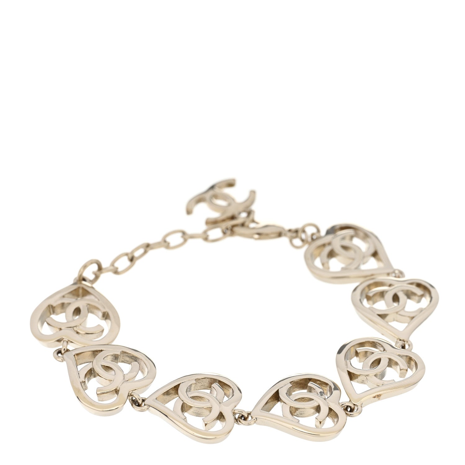 Chanel Metal CC Heart Coco In Love Bracelet Light Gold 1136129 ...