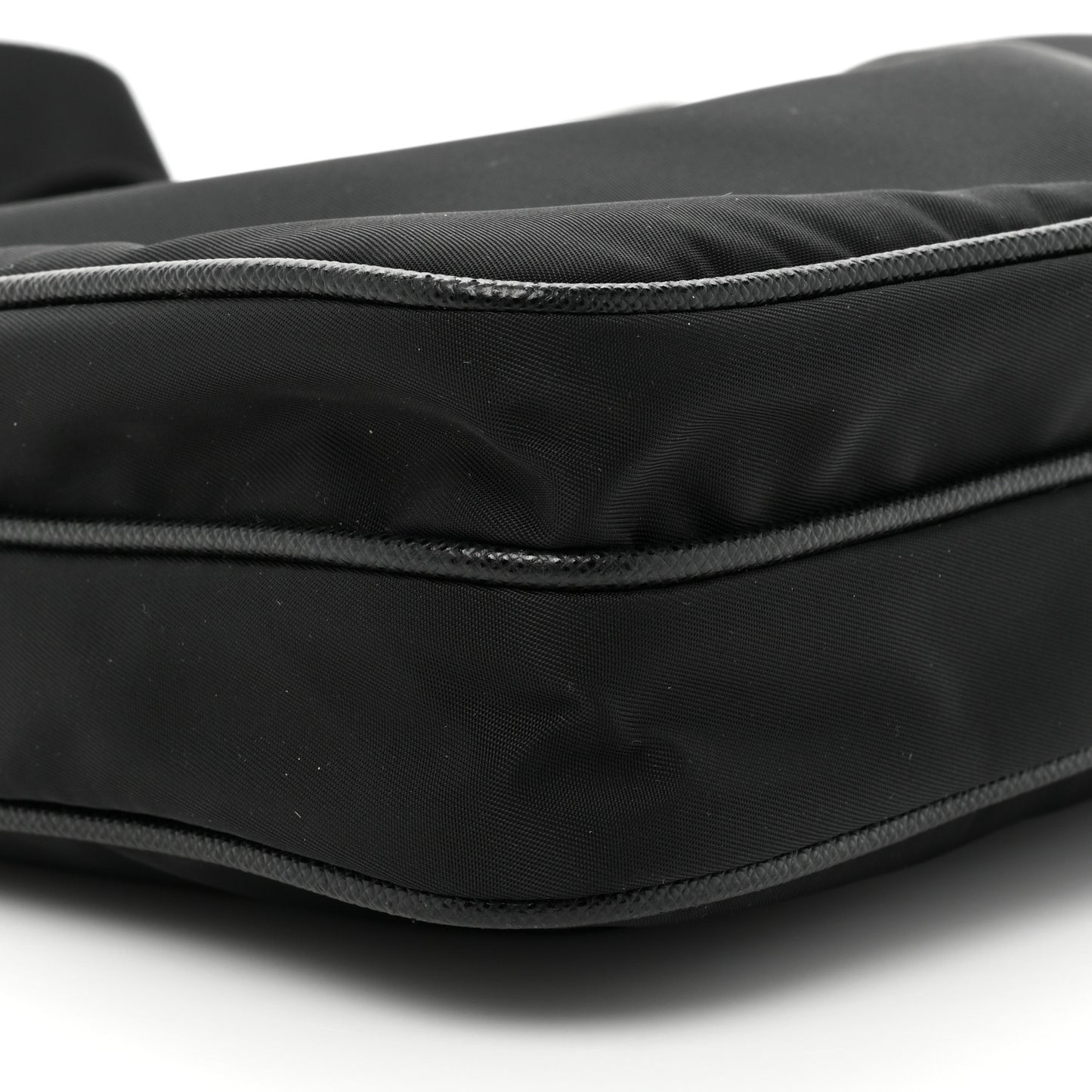 Re-Nylon Saffiano Pocket Flat Messenger Bag Black