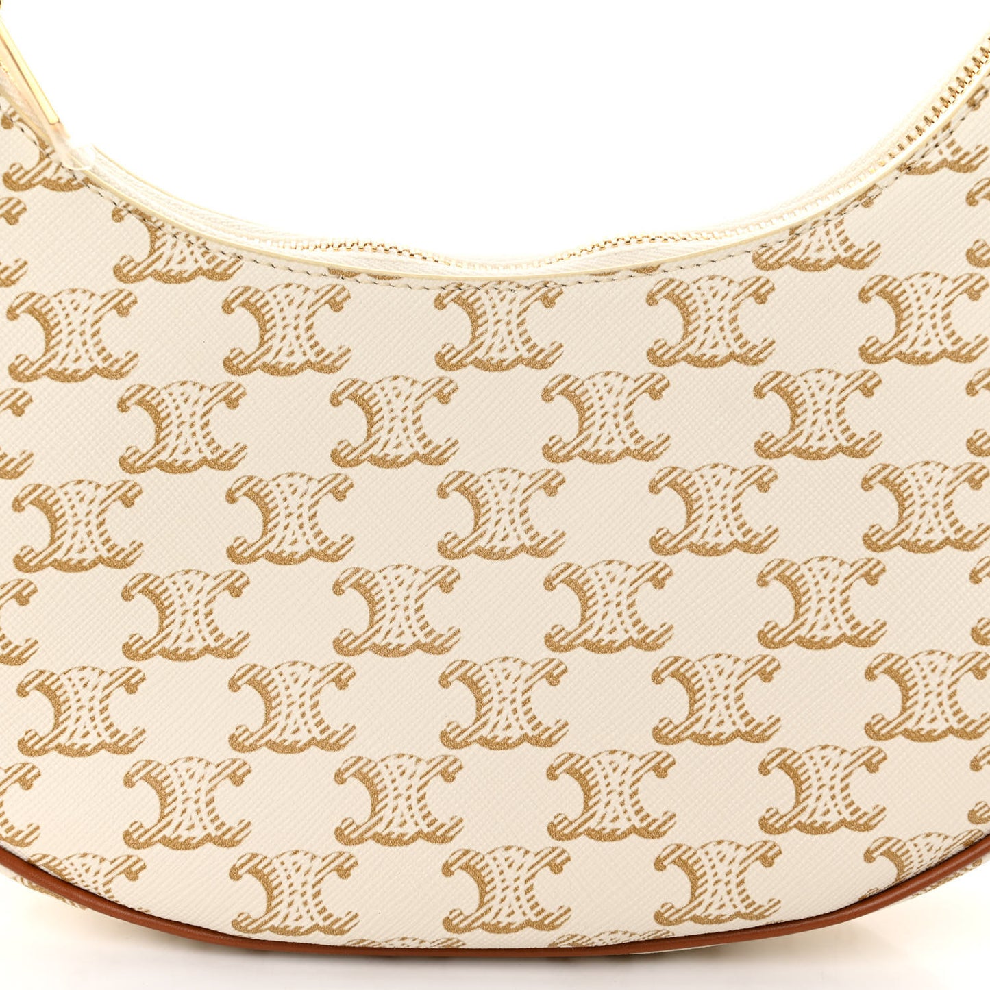 Canvas Calfskin Ava Triomphe Shoulder Bag White