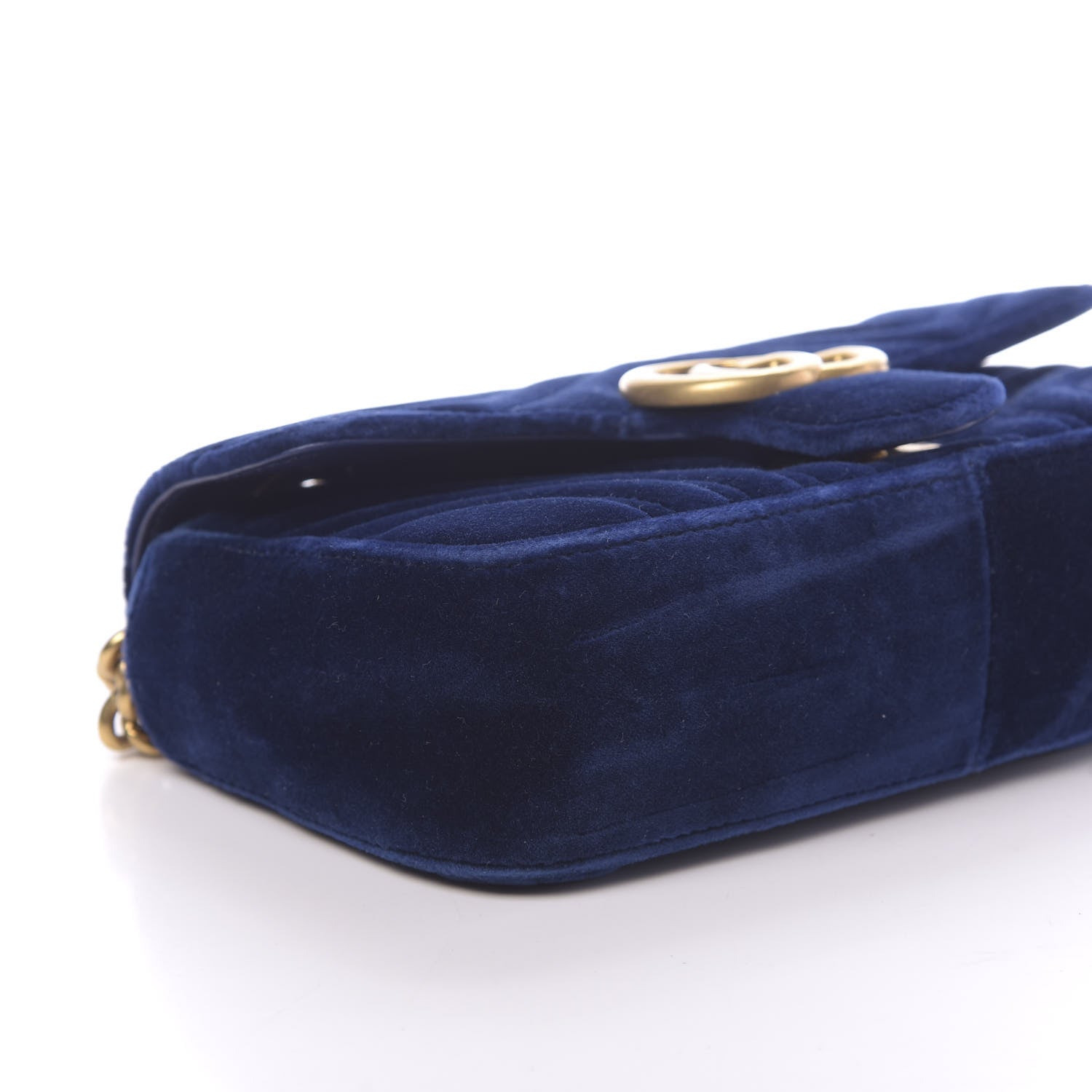 Gucci Velvet Matelasse Mini GG Marmont Shoulder Bag Cobalt Blue 8 of 10