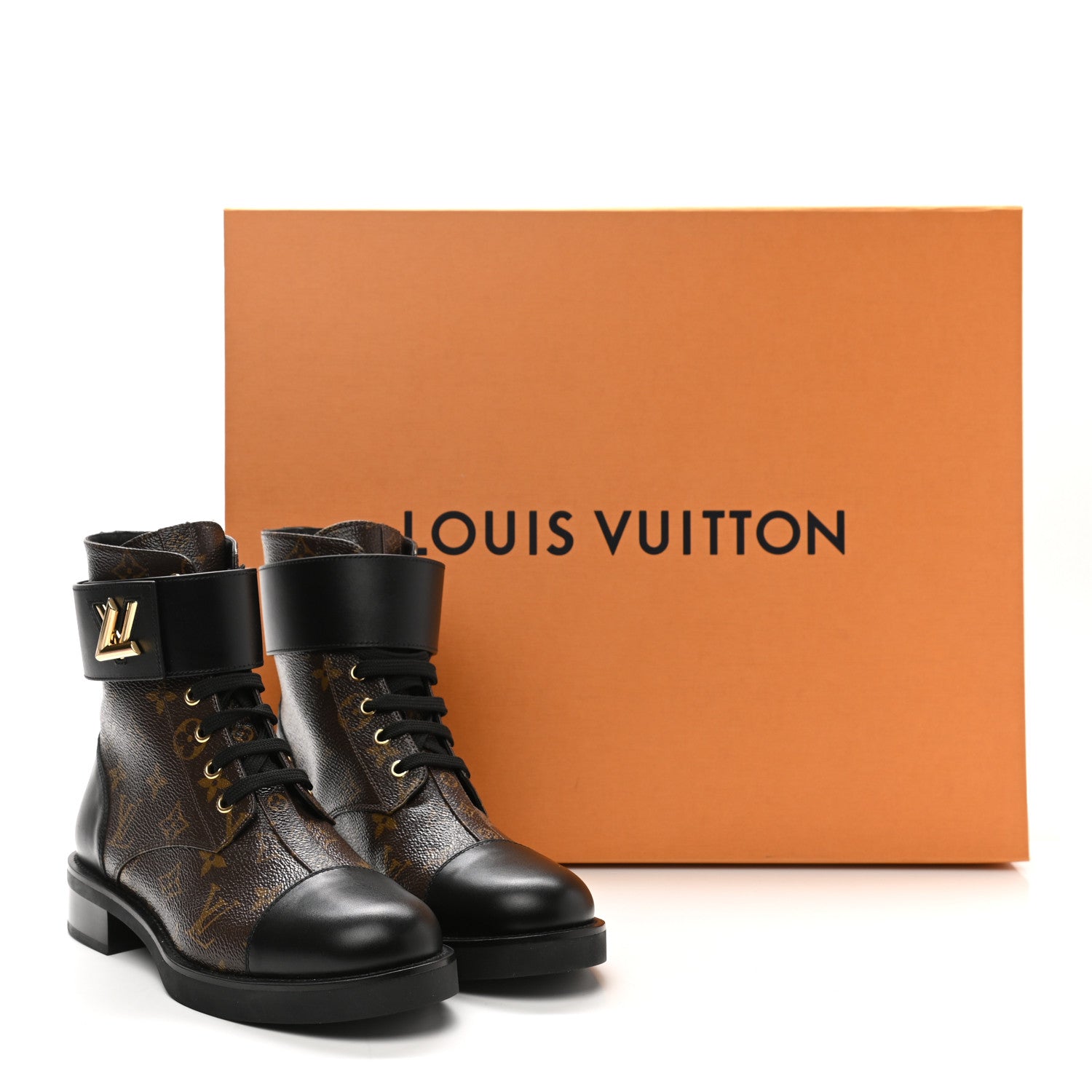 Louis Vuitton Calfskin Monogram Wonderland Flat Ranger Boots 39.5 Black 9 of 9