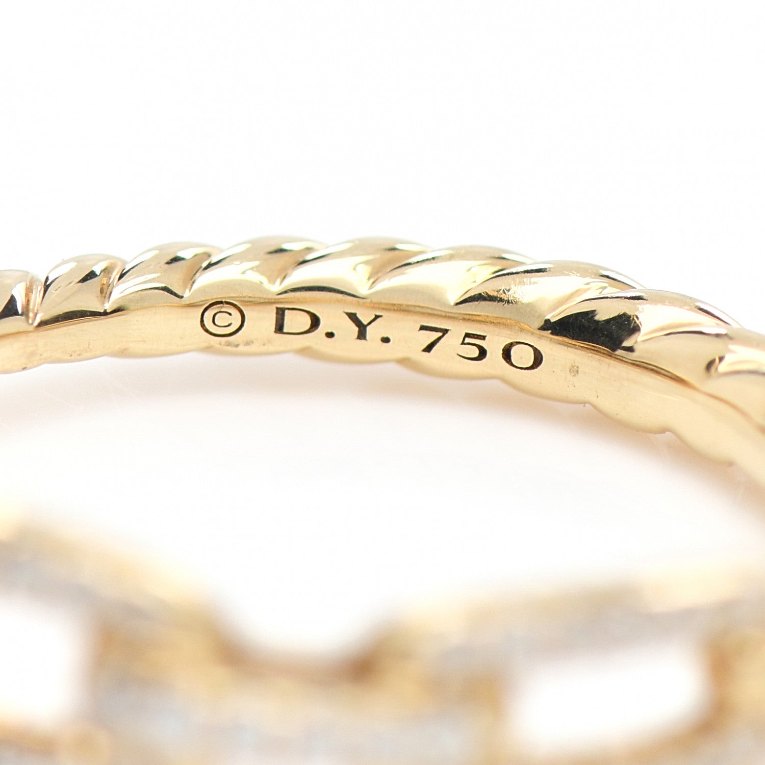 David Yurman 18K Yellow Gold Diamond 4.5mm Stax Single Row Chain Link Ring 49 4.75 5 of 5