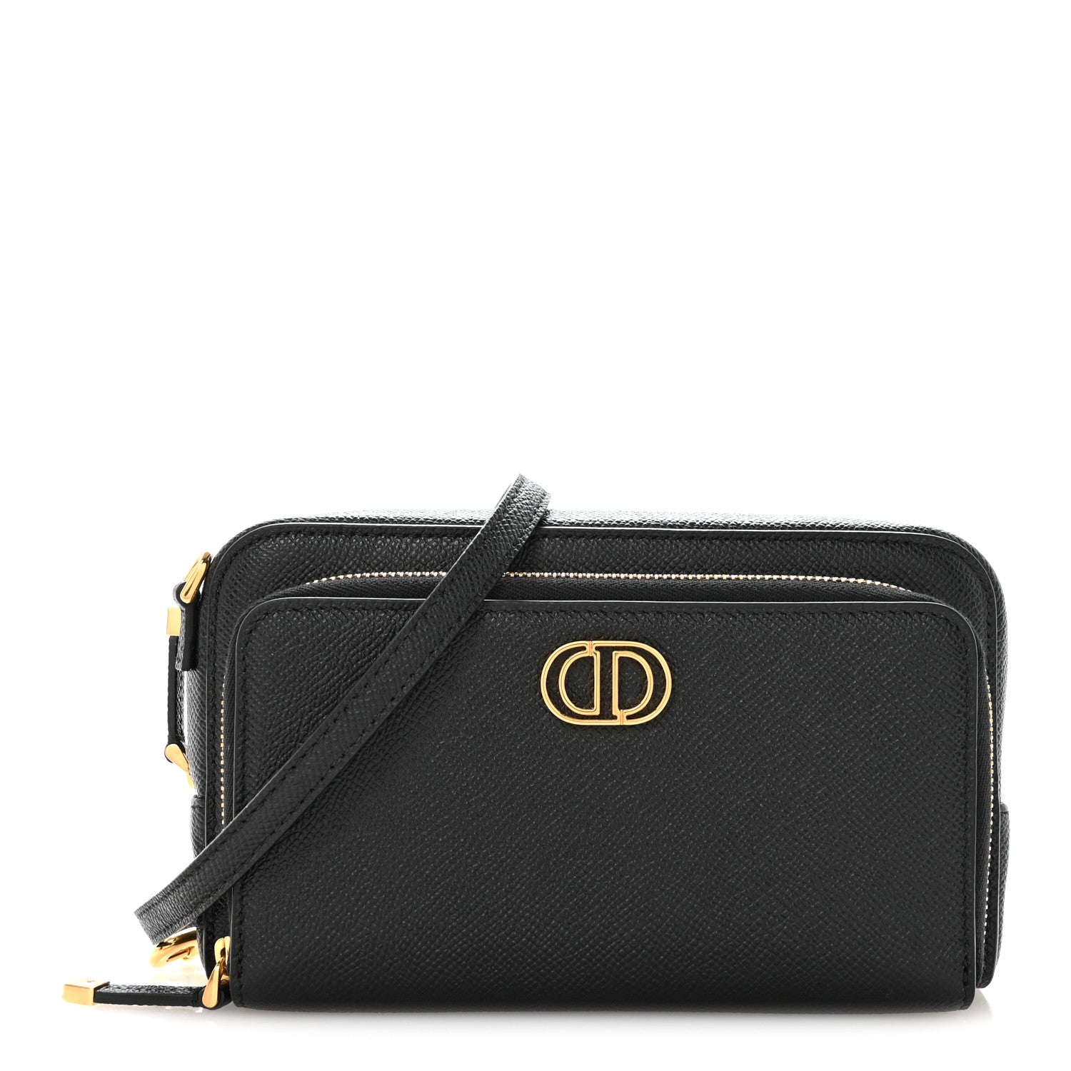 Christian Dior Grained Calfskin Caro Double Pouch Black 1860464