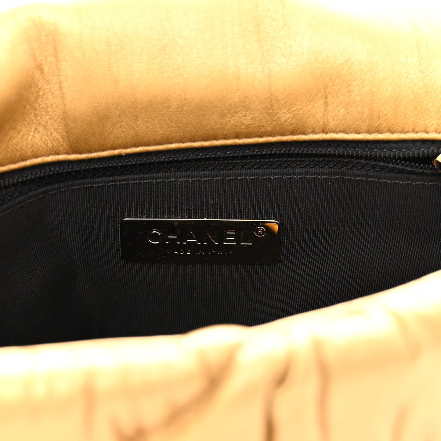 Iridescent Lambskin Quilted Medium Chanel 19 Flap Golden