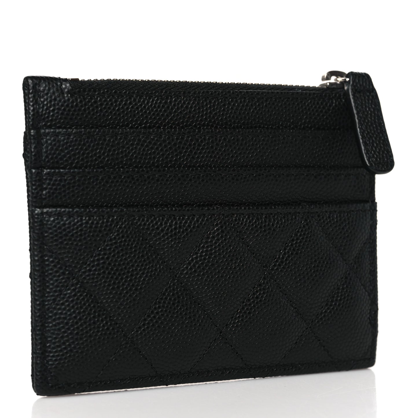 Caviar Quilted Chanel 19 Zip Card Holder Black