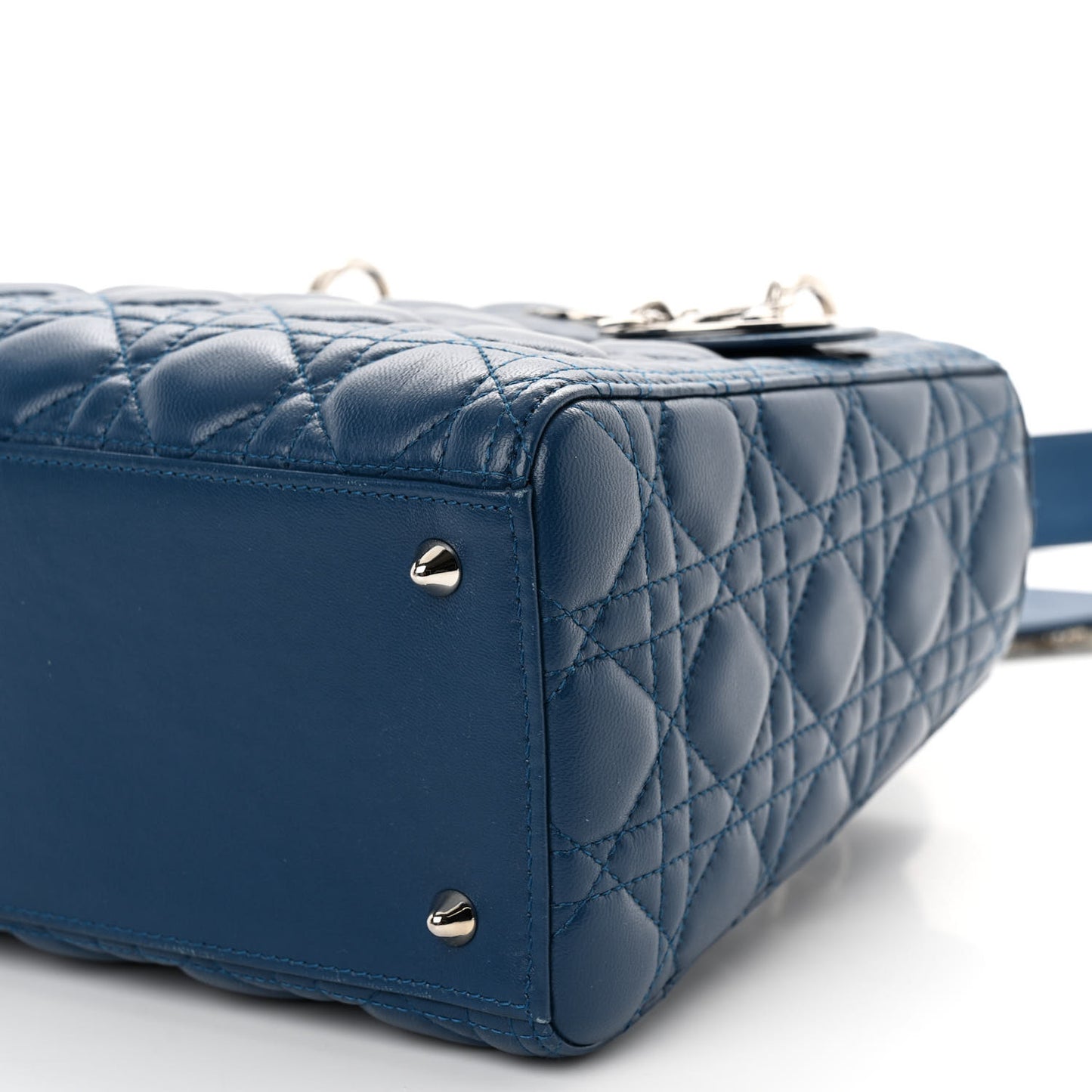 Lambskin Cannage Medium Lady Dior Crystal Strap Navy