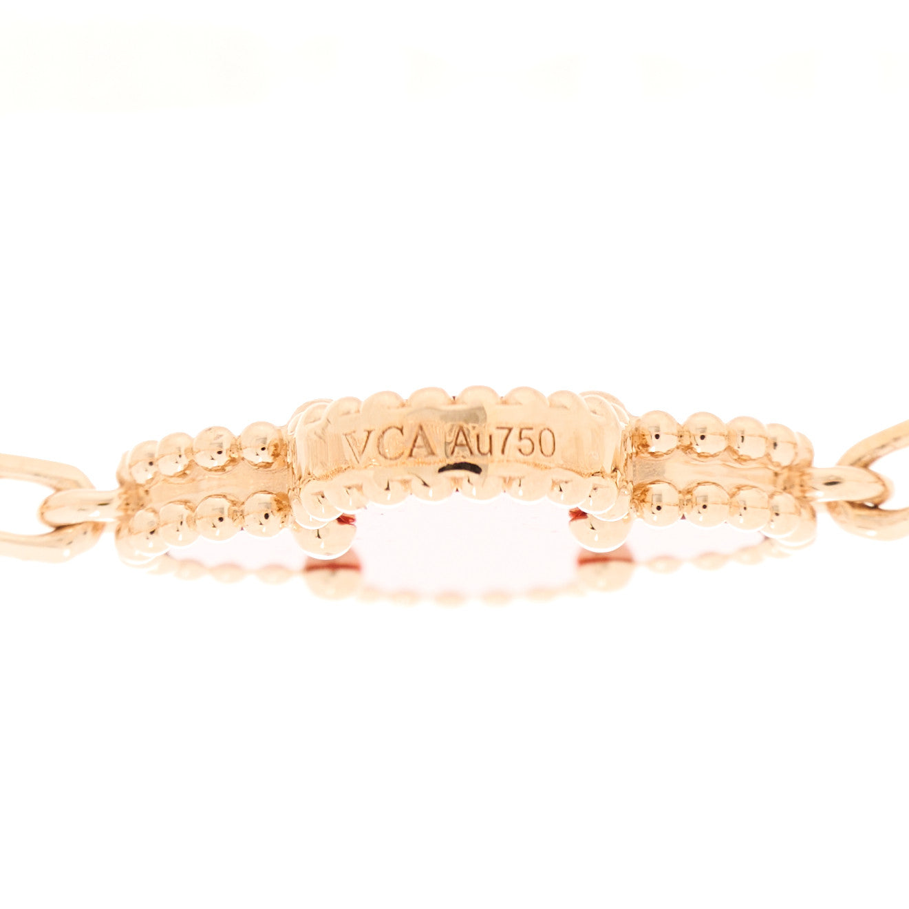 18K Rose Gold Carnelian 5 Motifs Guilloche Vintage Alhambra Bracelet