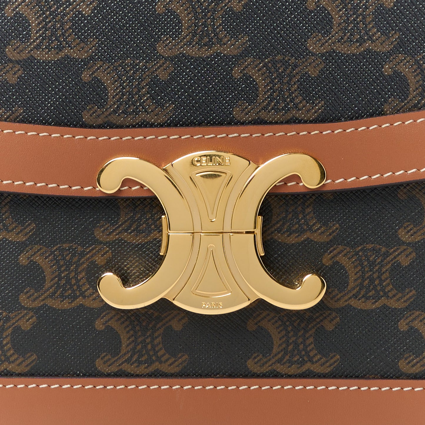 Triomphe Canvas Calfskin Medium Triomphe Bag Tan
