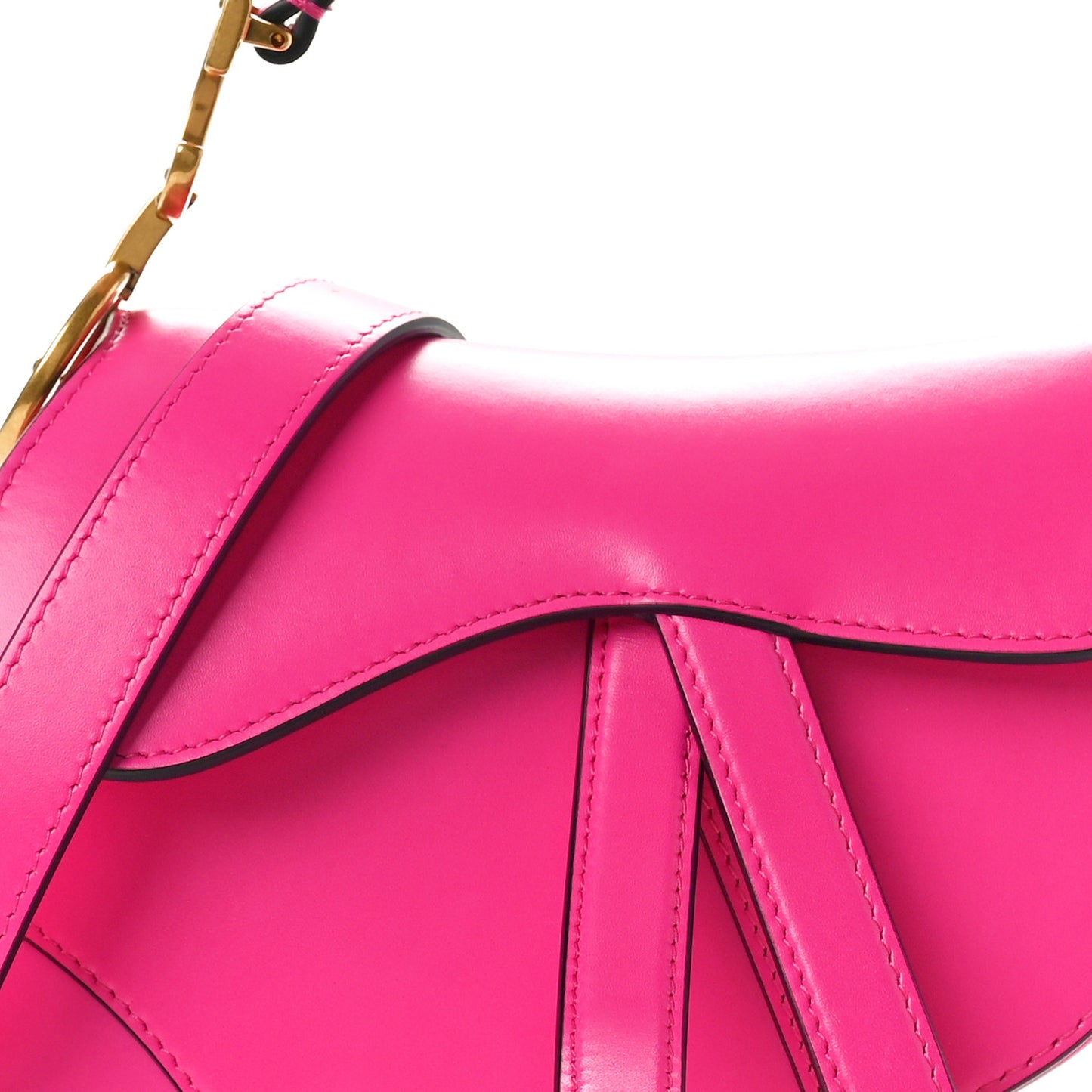 Supple Calfskin Mini Saddle Bag With Strap Passion Pink