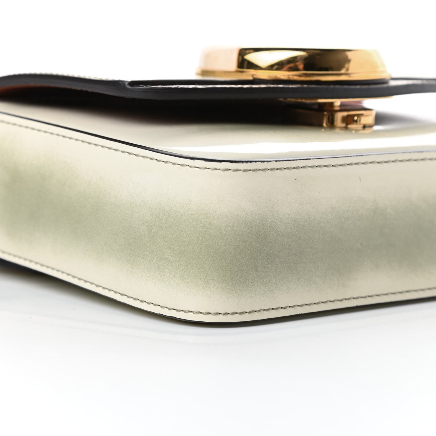 Shaded Glossy Calfskin Lizard Embossed Mini C Double Carry Antique Green