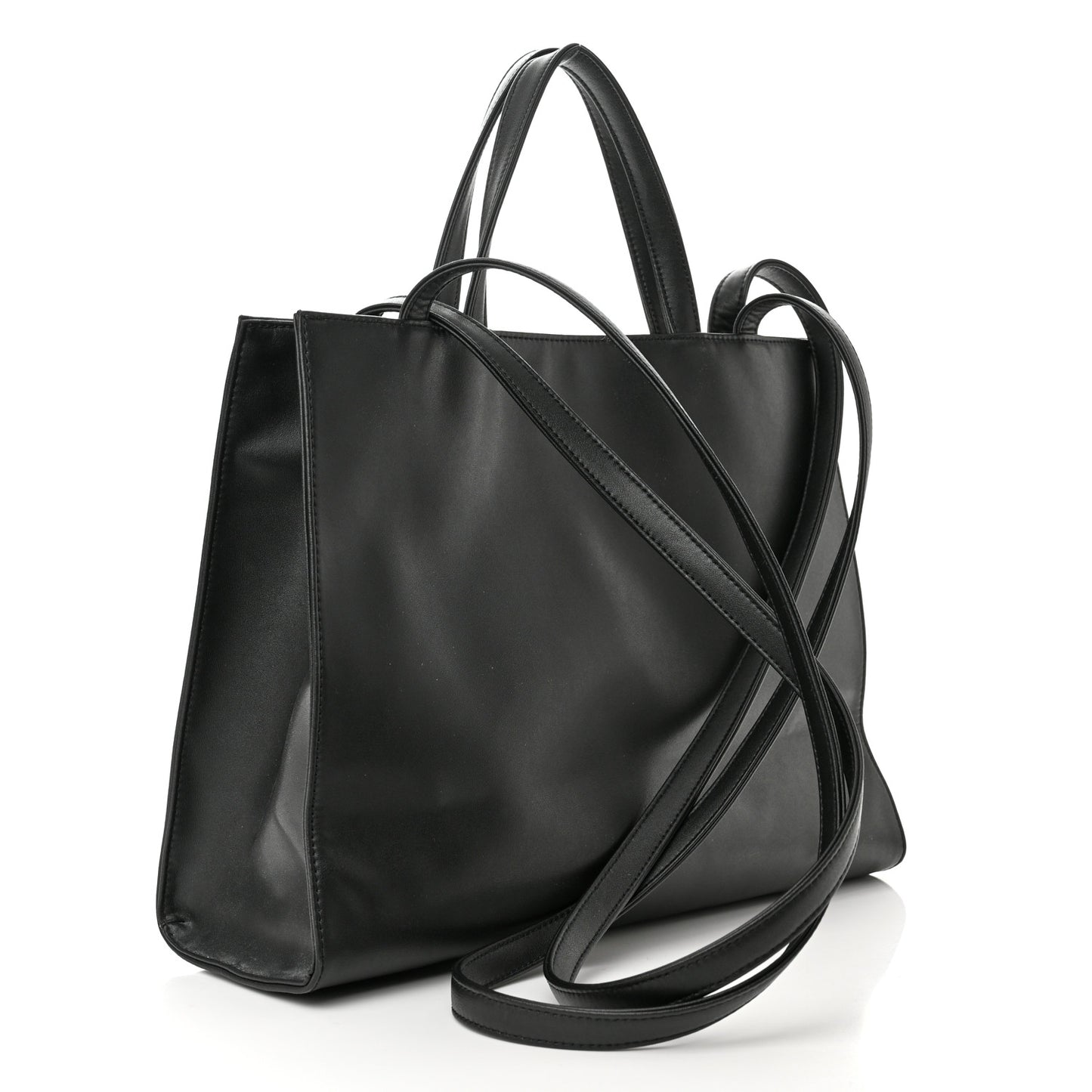 Vegan Leather Medium Shopping Bag Black