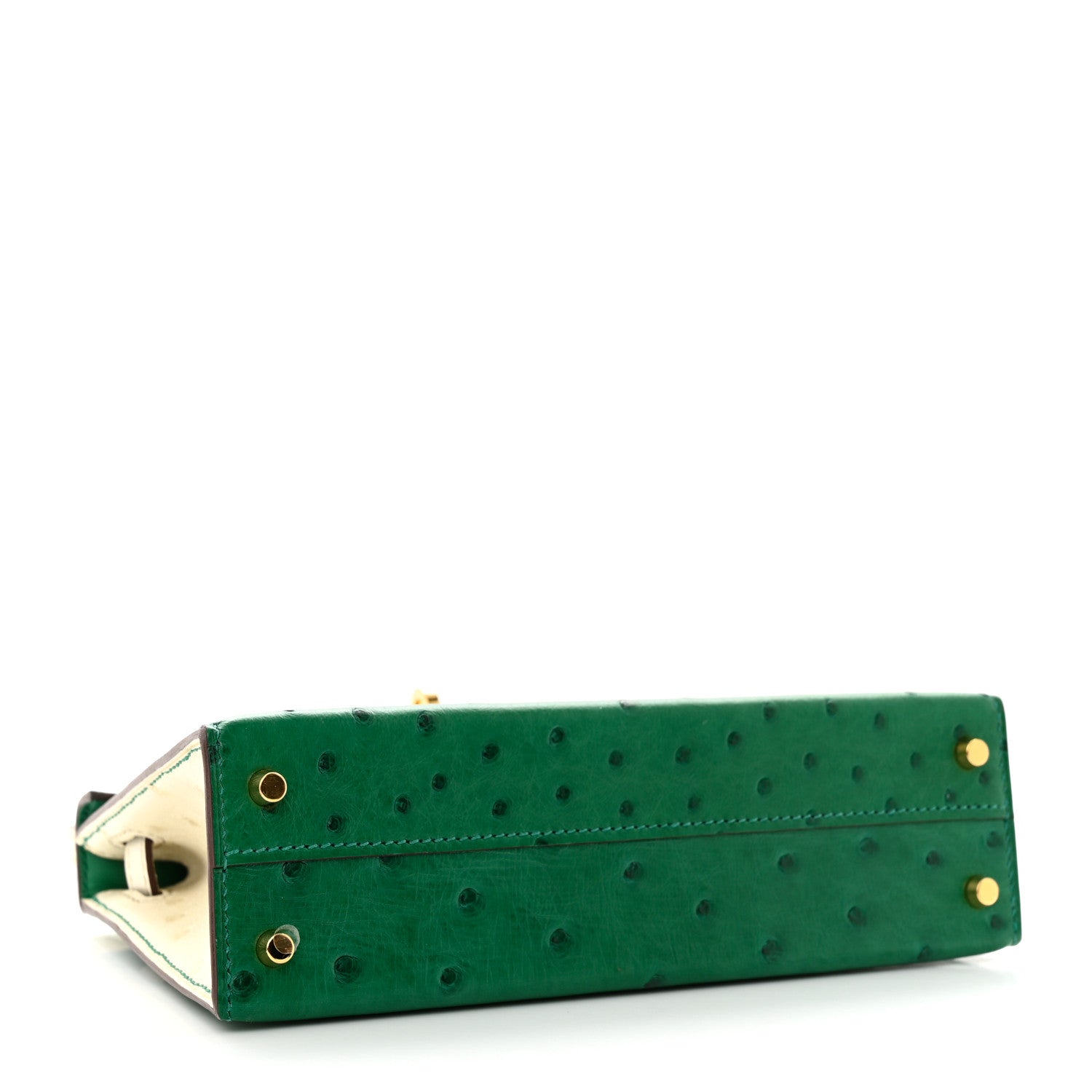 Hermes Ostrich Horseshoe Mini Kelly Sellier 20 Vert Vertigo Nata 4 of 11