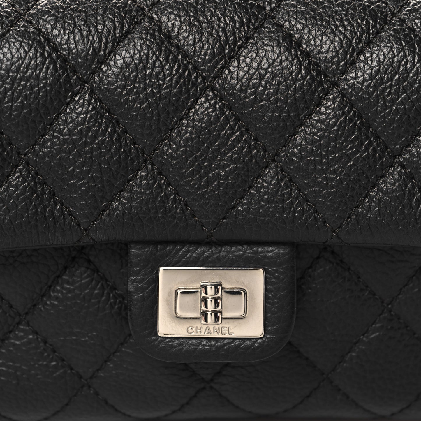 Grained Calfskin Quilted 2.55 Reissue Flap Belt Bag Clutch Black