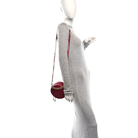 Glazed Calfskin Round As Earth Evening Bag Rouge