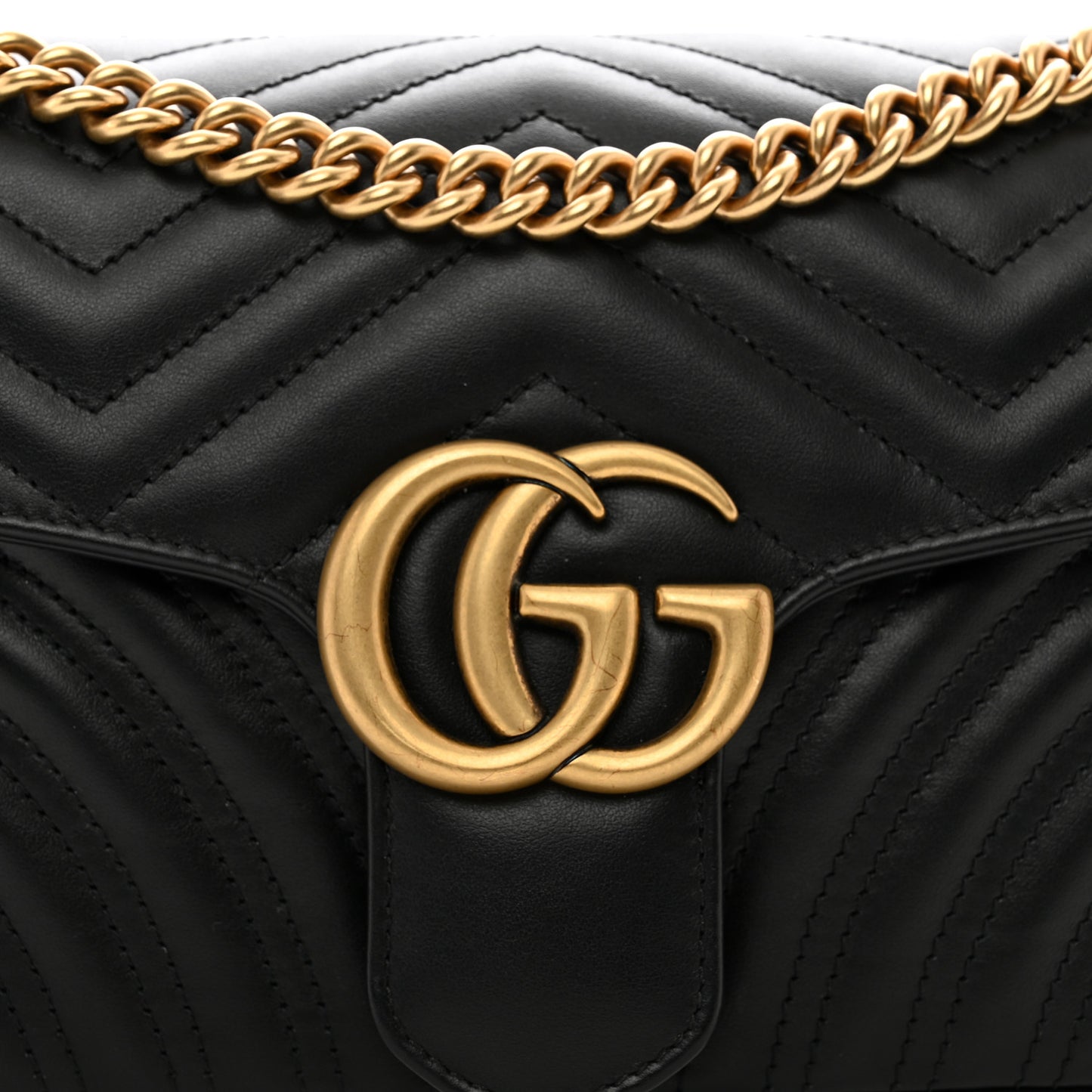 Calfskin Matelasse Small GG Marmont Shoulder Bag Black