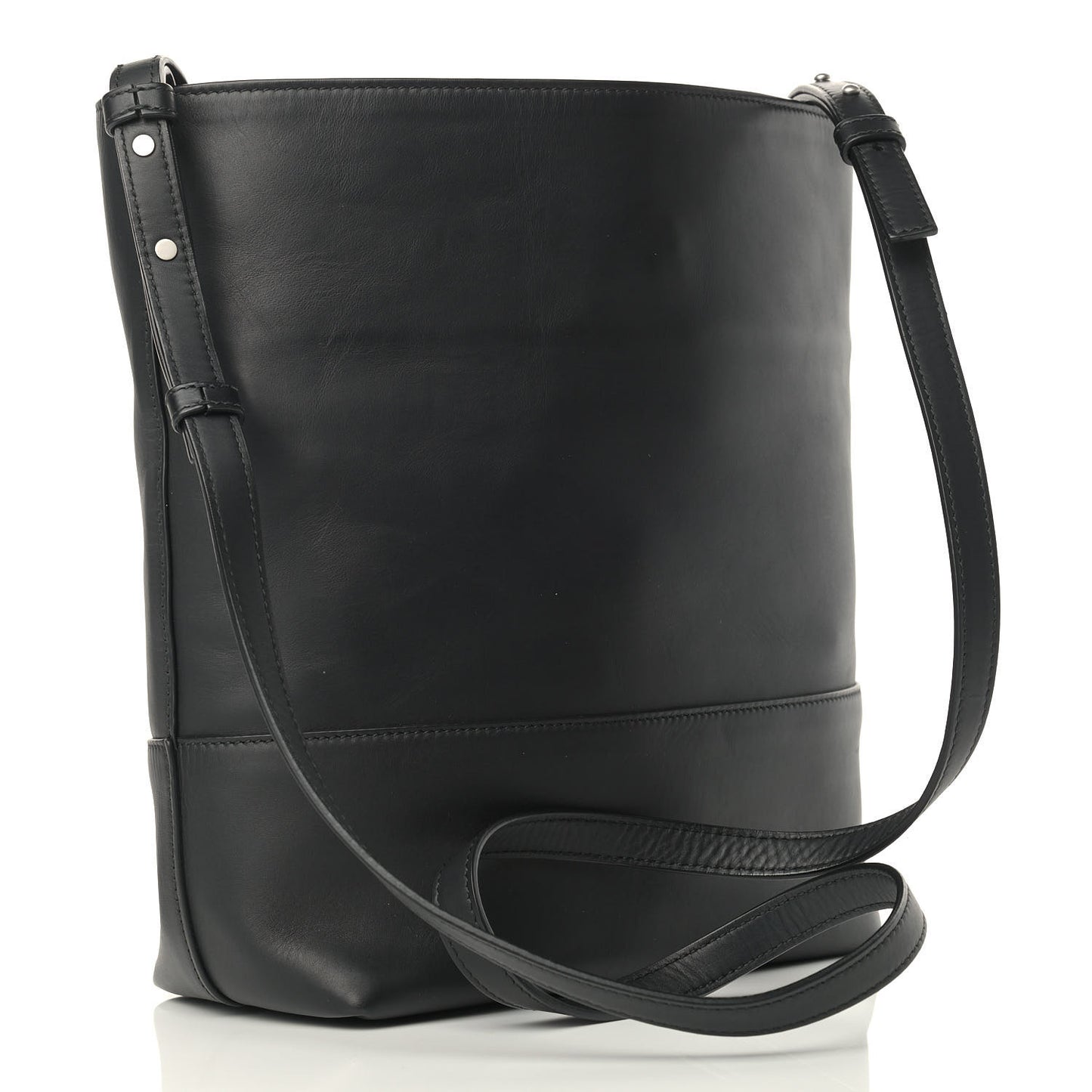 Smooth Matte Calfskin Bucket Bag Black