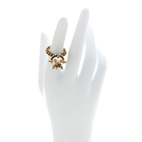 Metal Pearl Spike Studded Ring XS Aged Gold