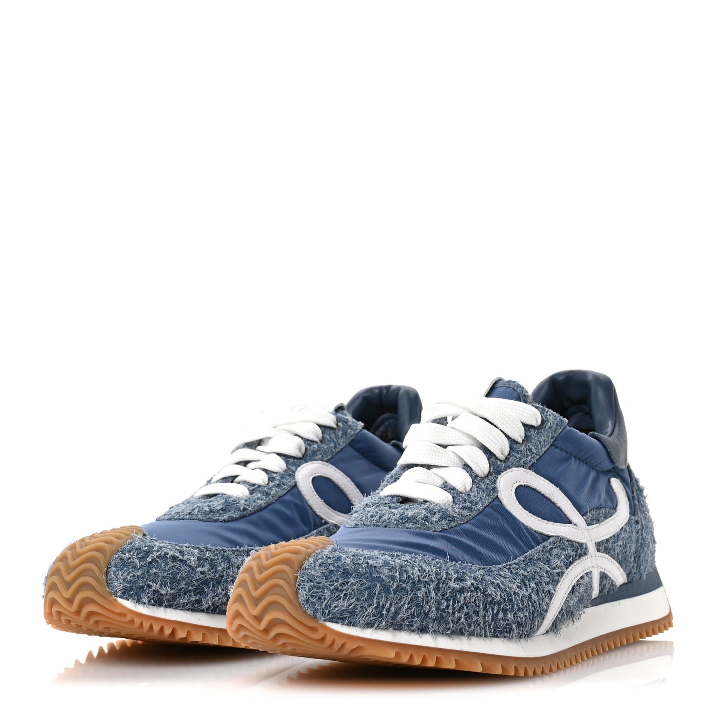 Brushed Suede Nylon Flow Runners Sneakers 39 Raw Denim