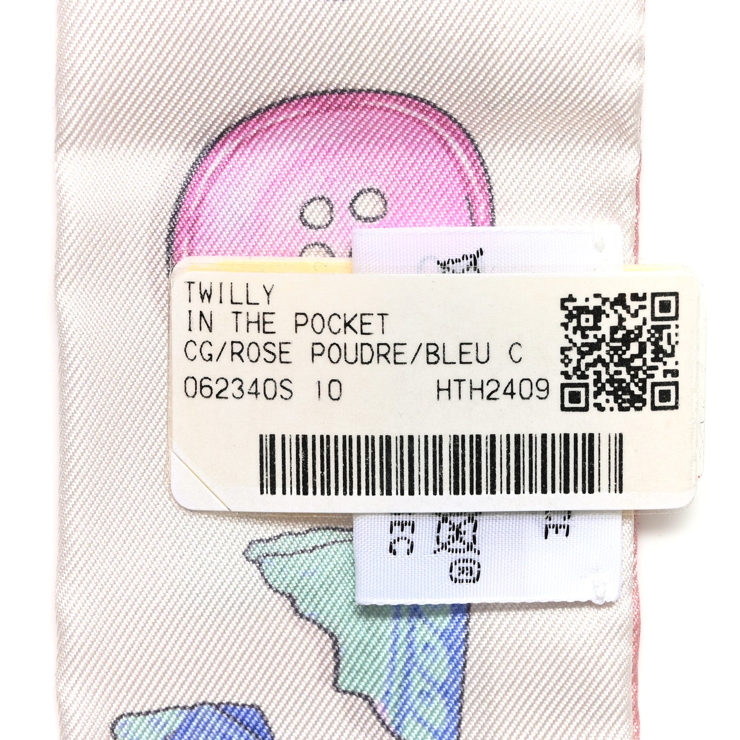 Hermes Silk In The Pocket Twilly Rose Poudre Blue Ciel 3 of 4