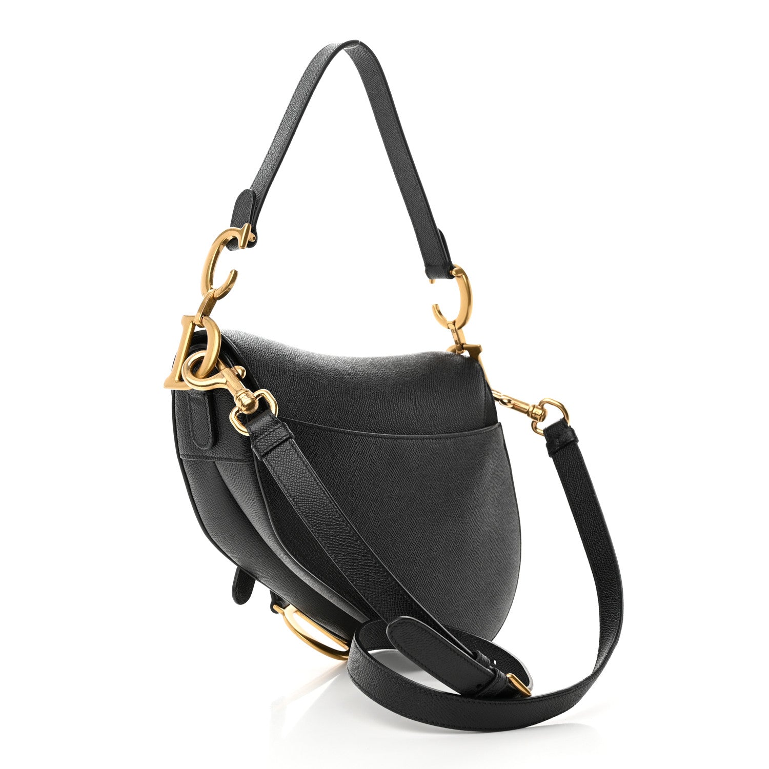 Christian Dior Grained Calfskin Saddle Bag With Strap Black 3 of 16