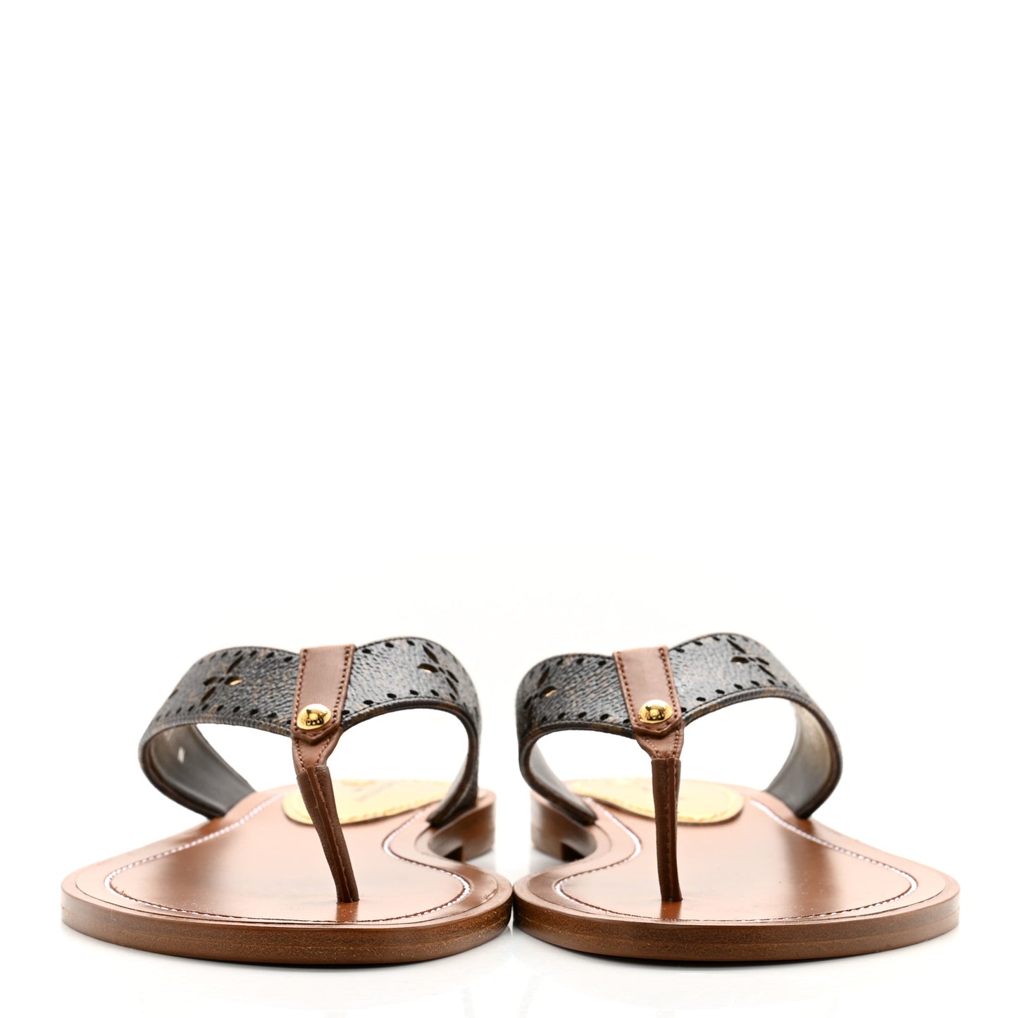 Monogram Sunny Flat Thong Sandals 37 Brown