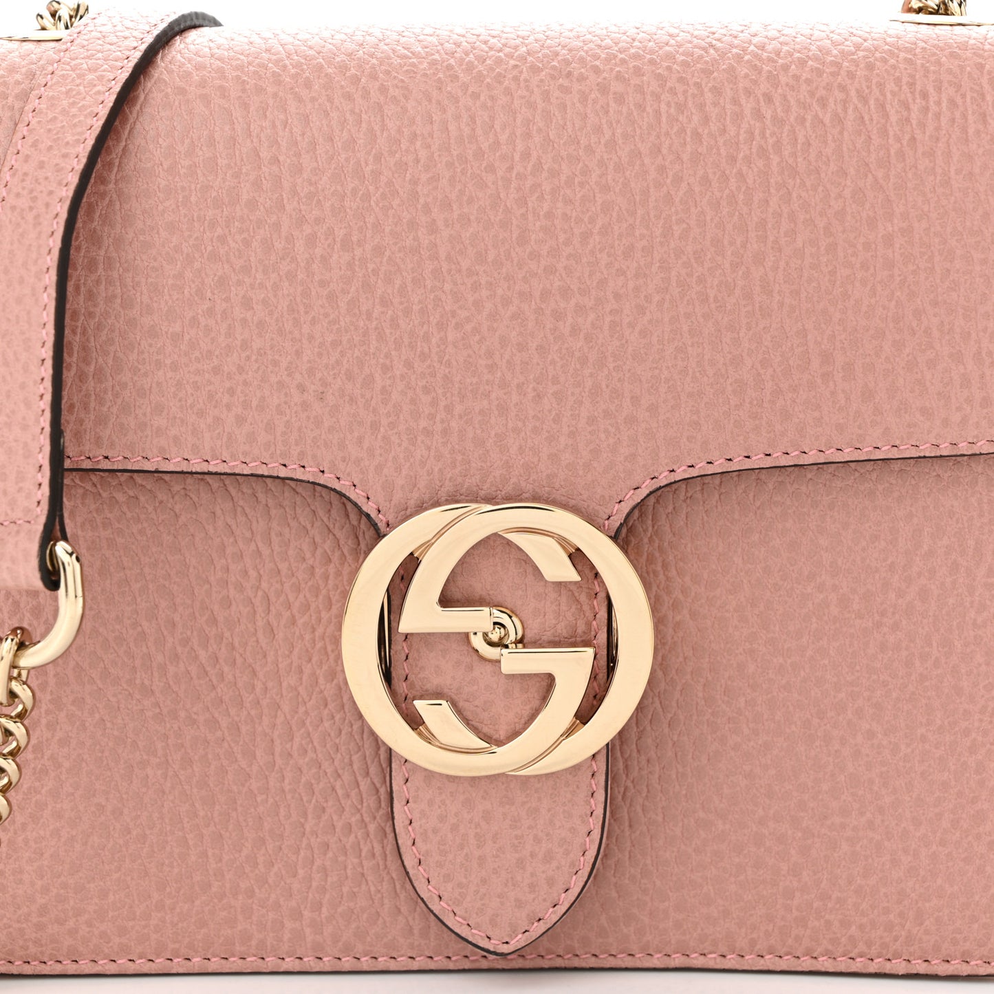 Dollar Calfskin Small Interlocking G Shoulder Bag Soft Pink