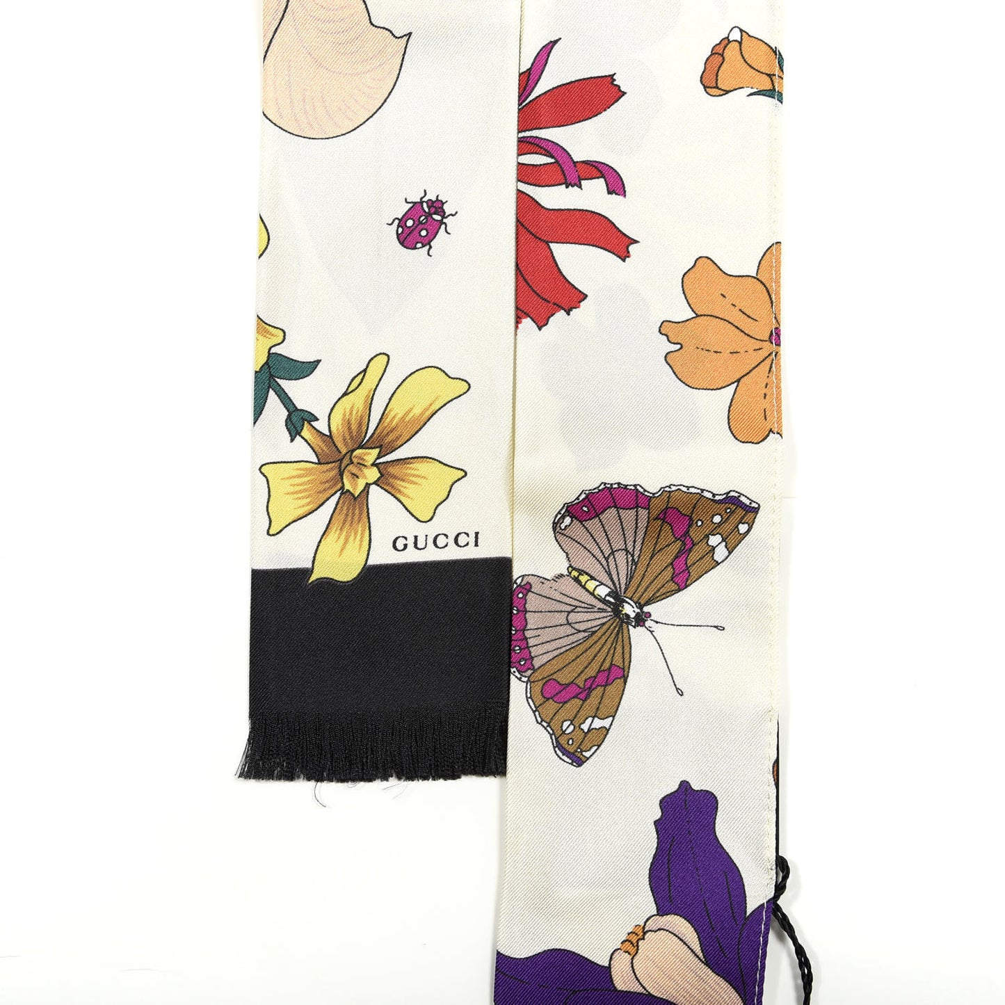 Silk Twill Flora Neck Bow White Multicolor