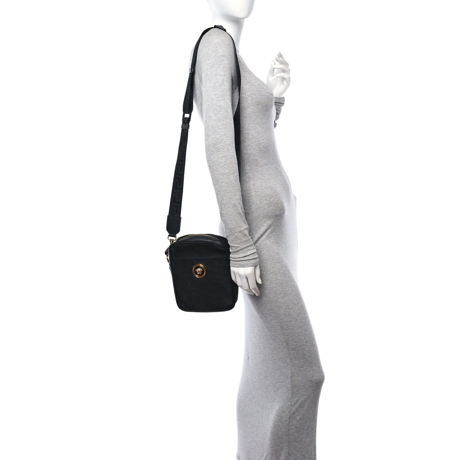 Versace Grained Calfskin Small Medusa Messenger Bag Black 2 of 11