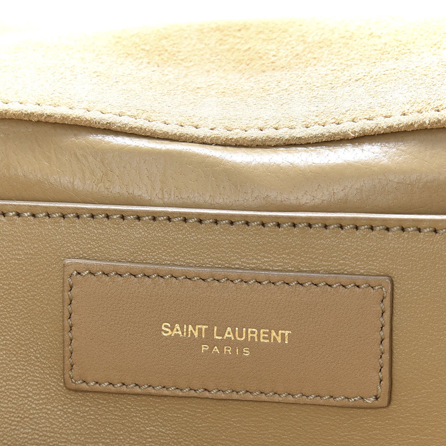 Suede Studded Diagonal Clutch Beige