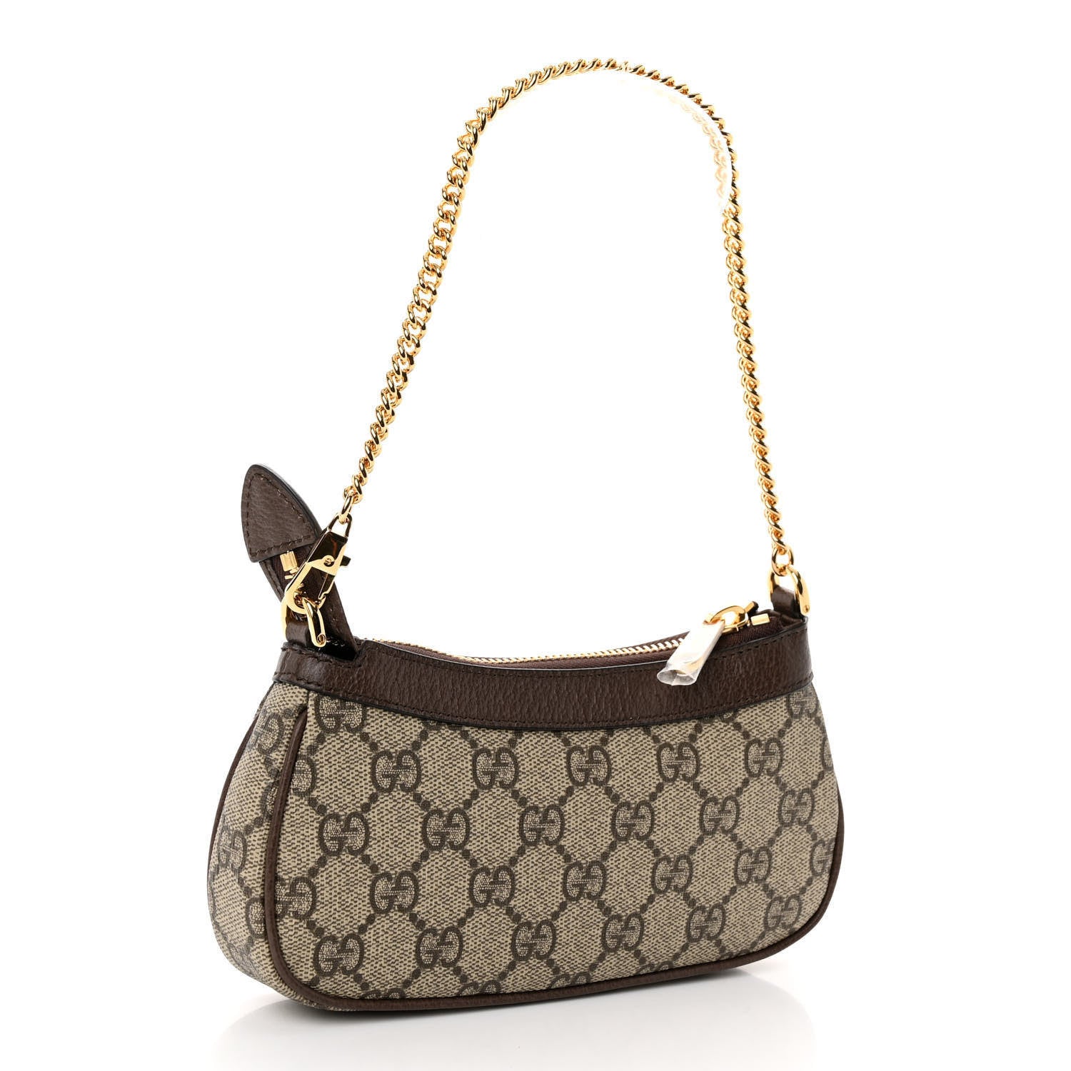 Gucci GG Supreme Monogram Textured Dollar Calfskin Mini Ophidia Chain Bag Beige Ebony 3 of 9