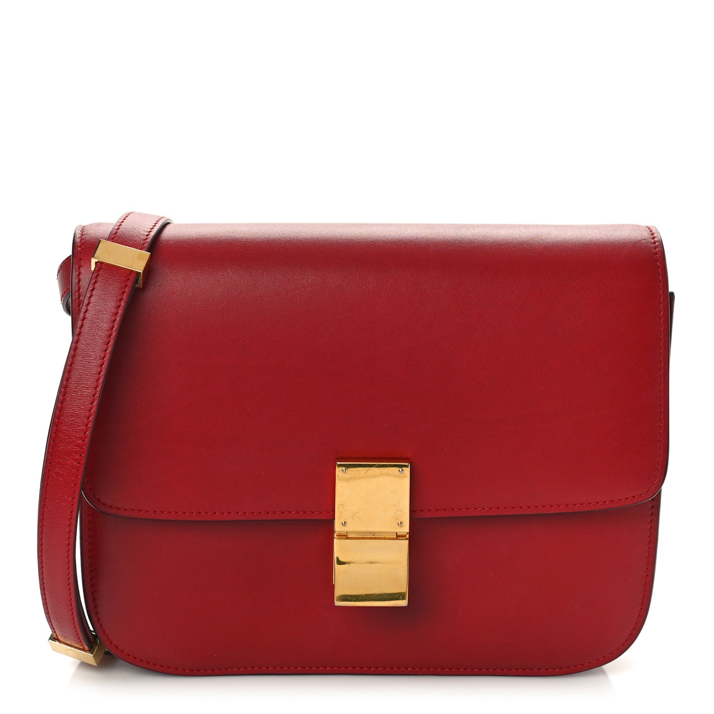 Box Calfskin Medium Classic Box Flap Bag Red