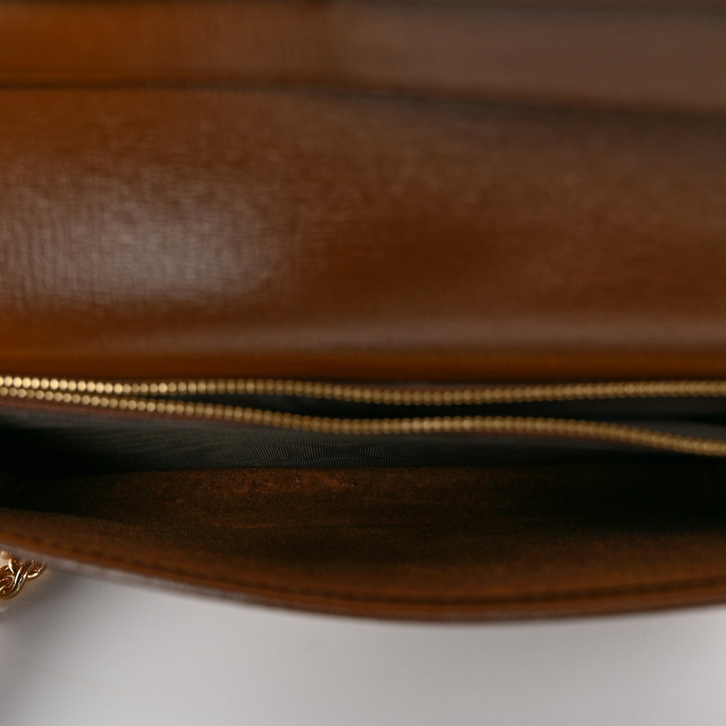 GG Supreme Monogram Azalea Calfskin Horsebit 1955 Wallet On Chain Beige Ebony Brown Sugar