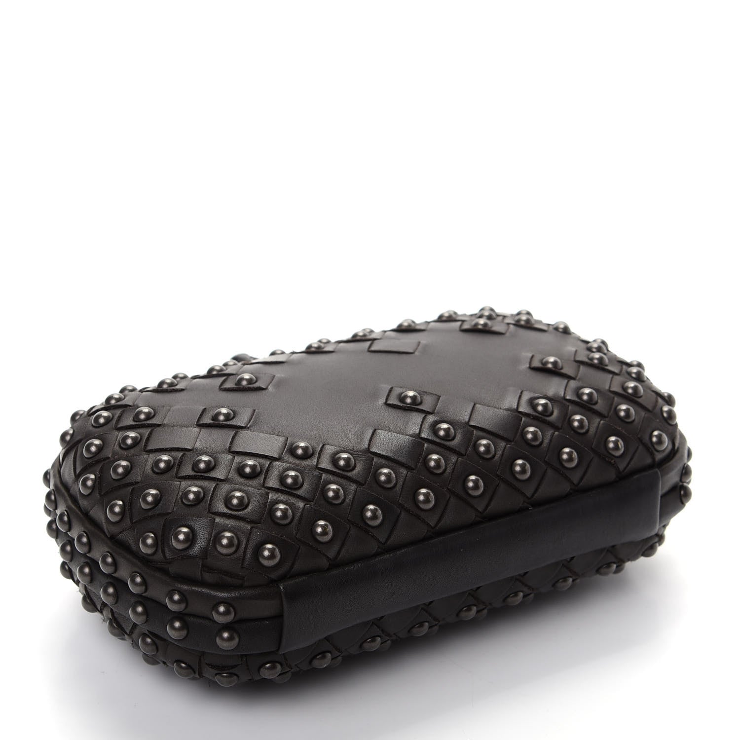 Bottega Veneta Waxy Nappa Intrecciato Knot Studded Clutch Black 4 of 6