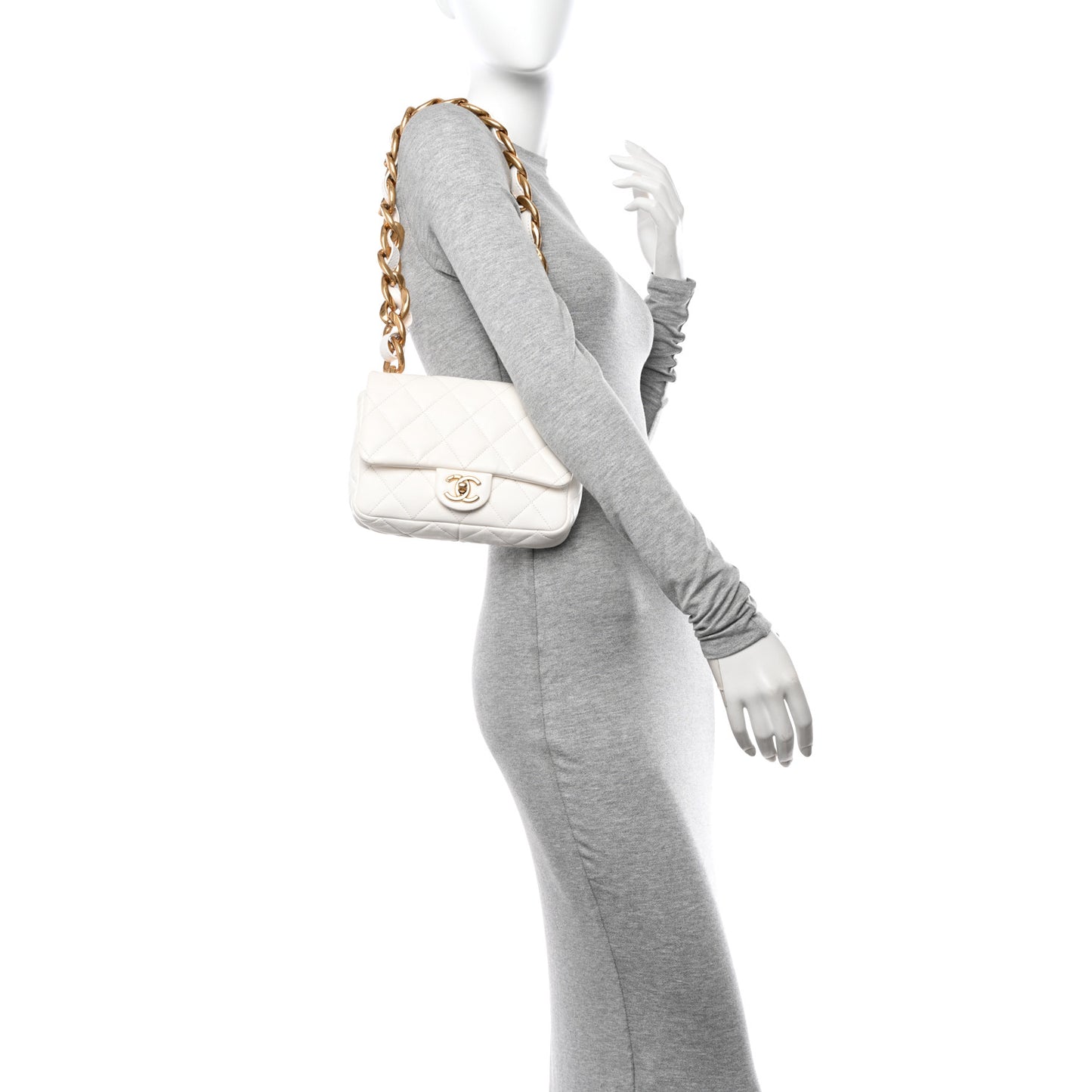 Lambskin Quilted Small CC Funky Town Flap White