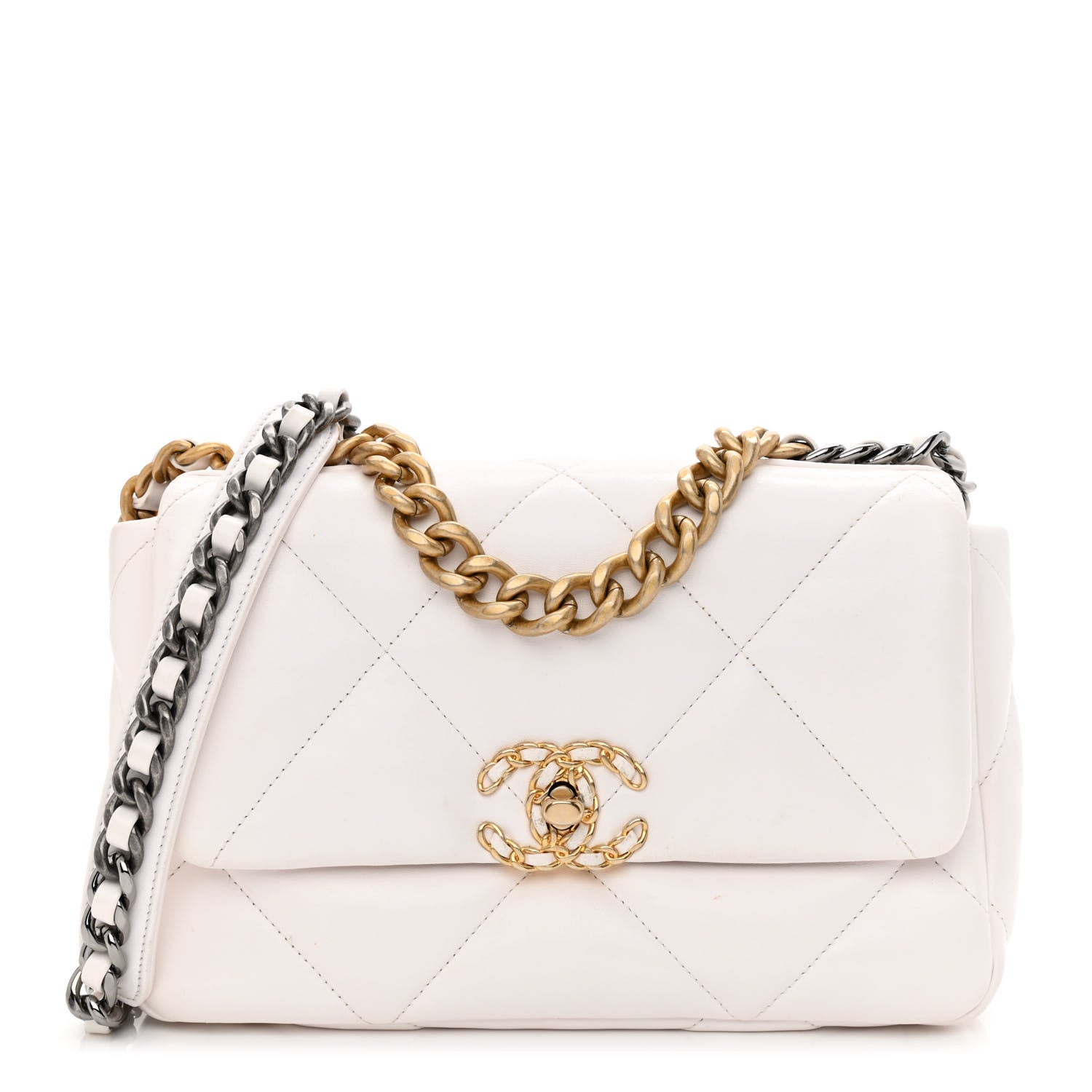 Chanel Lambskin Quilted Medium Chanel 19 Flap White 1 of 12