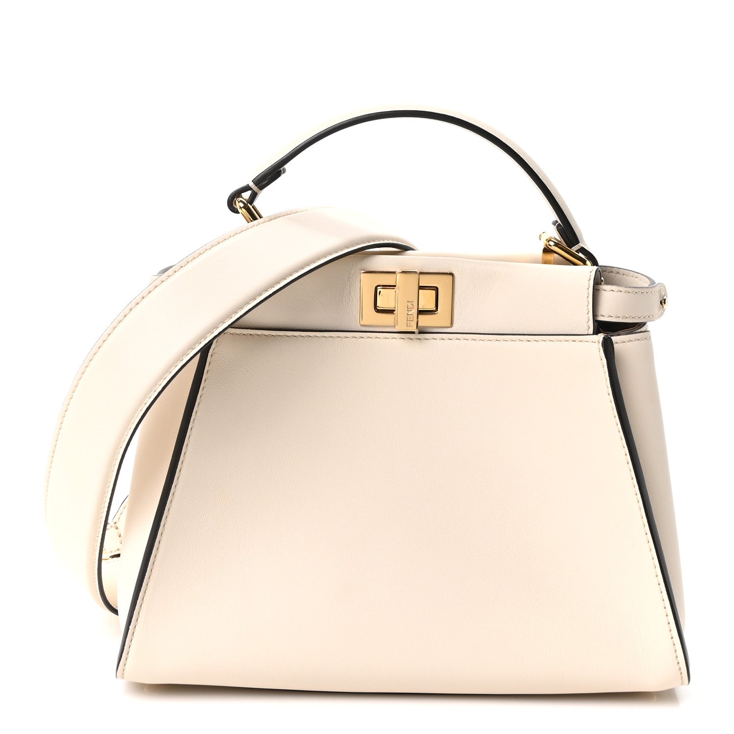 Fendi Vitello Seta Suede FF Mini Peekaboo Iconic Satchel Uovo